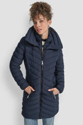 BIB FRONT HOODED PUFFER