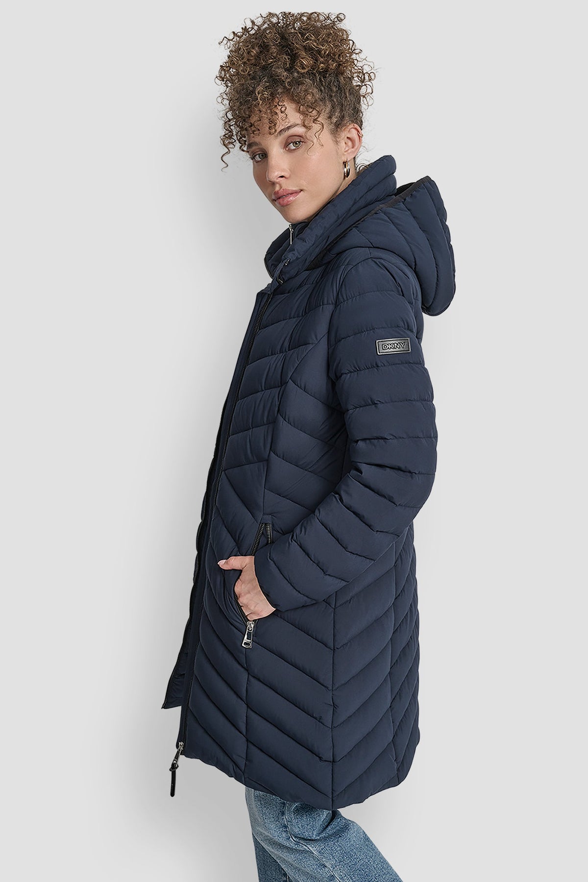 BIB FRONT HOODED PUFFER