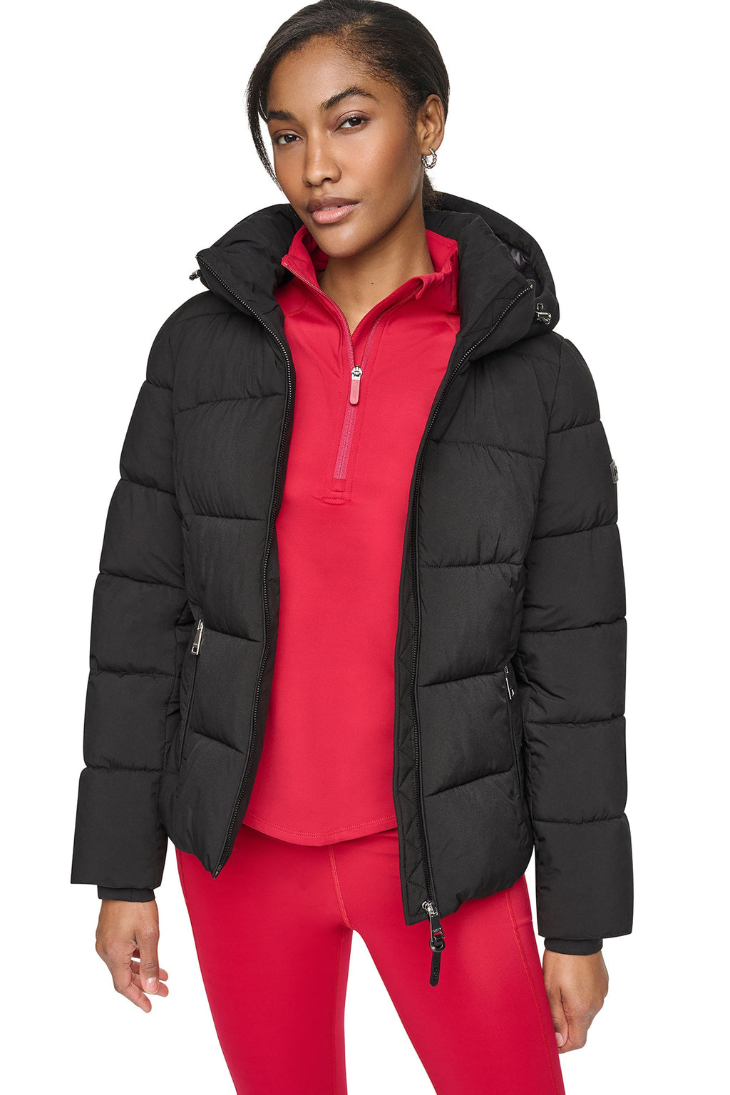STRETCH HOODED PUFFER JACKET