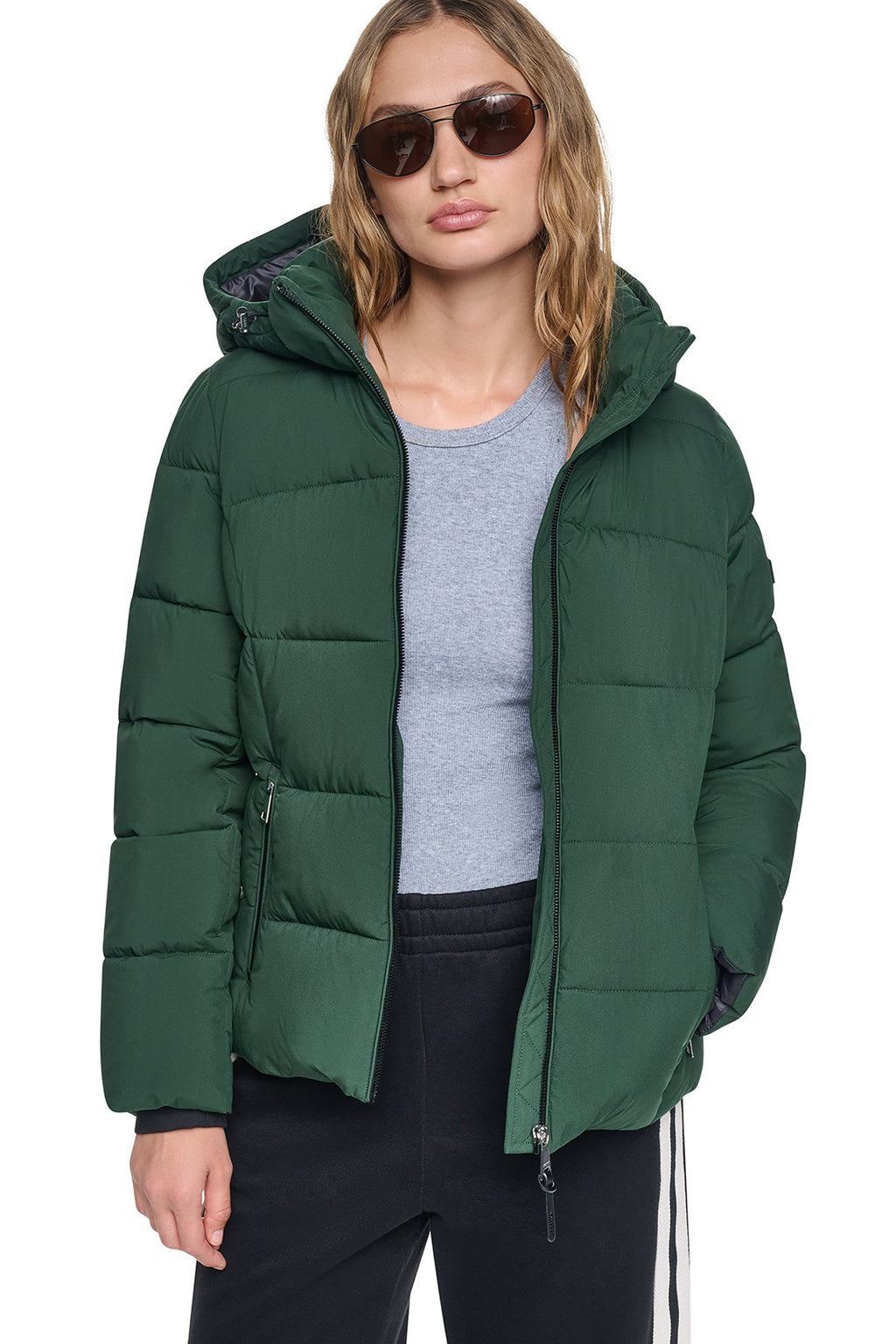 STRETCH HOODED PUFFER JACKET