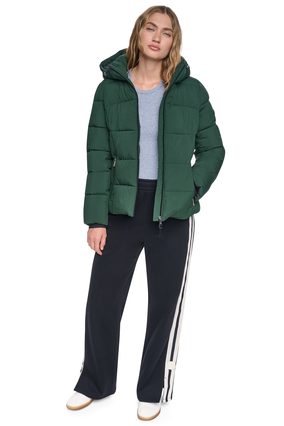 STRETCH HOODED PUFFER JACKET