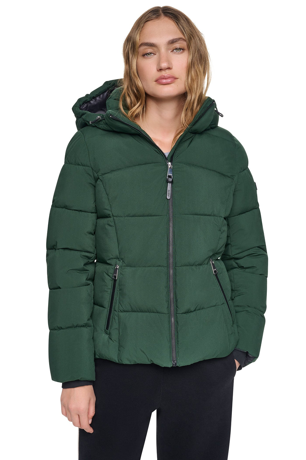 STRETCH HOODED PUFFER JACKET