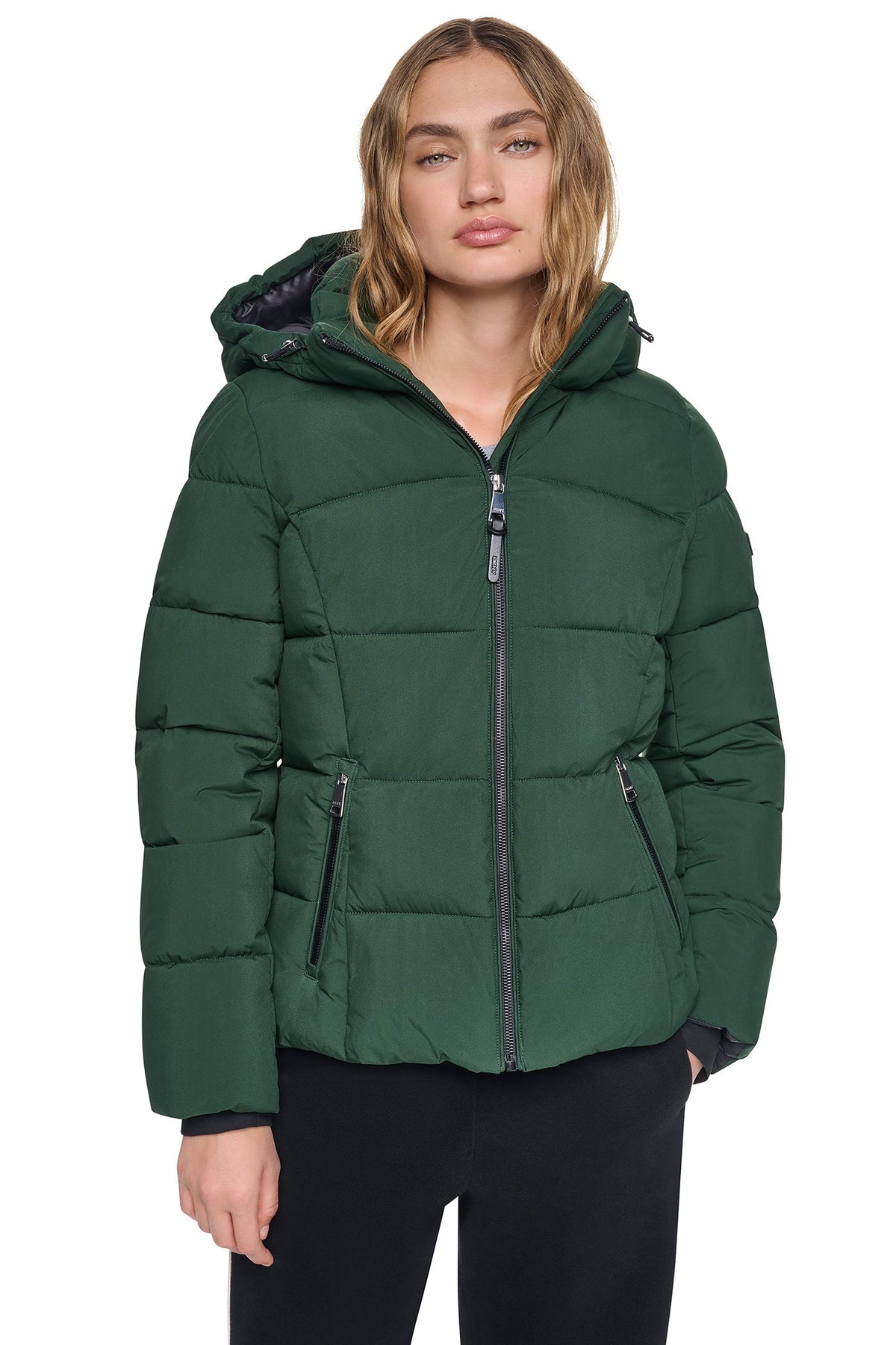 STRETCH HOODED PUFFER JACKET