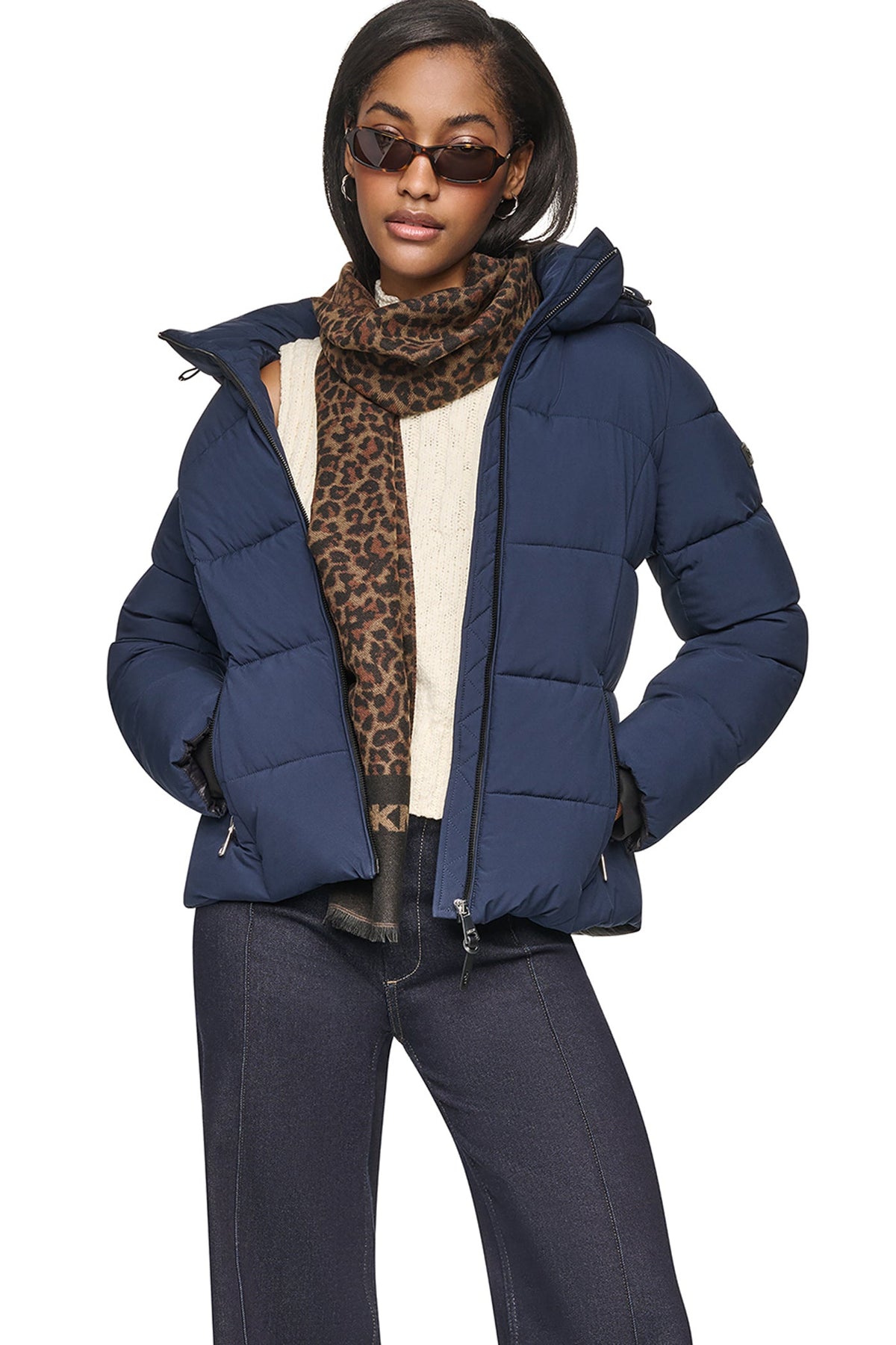 STRETCH HOODED PUFFER JACKET