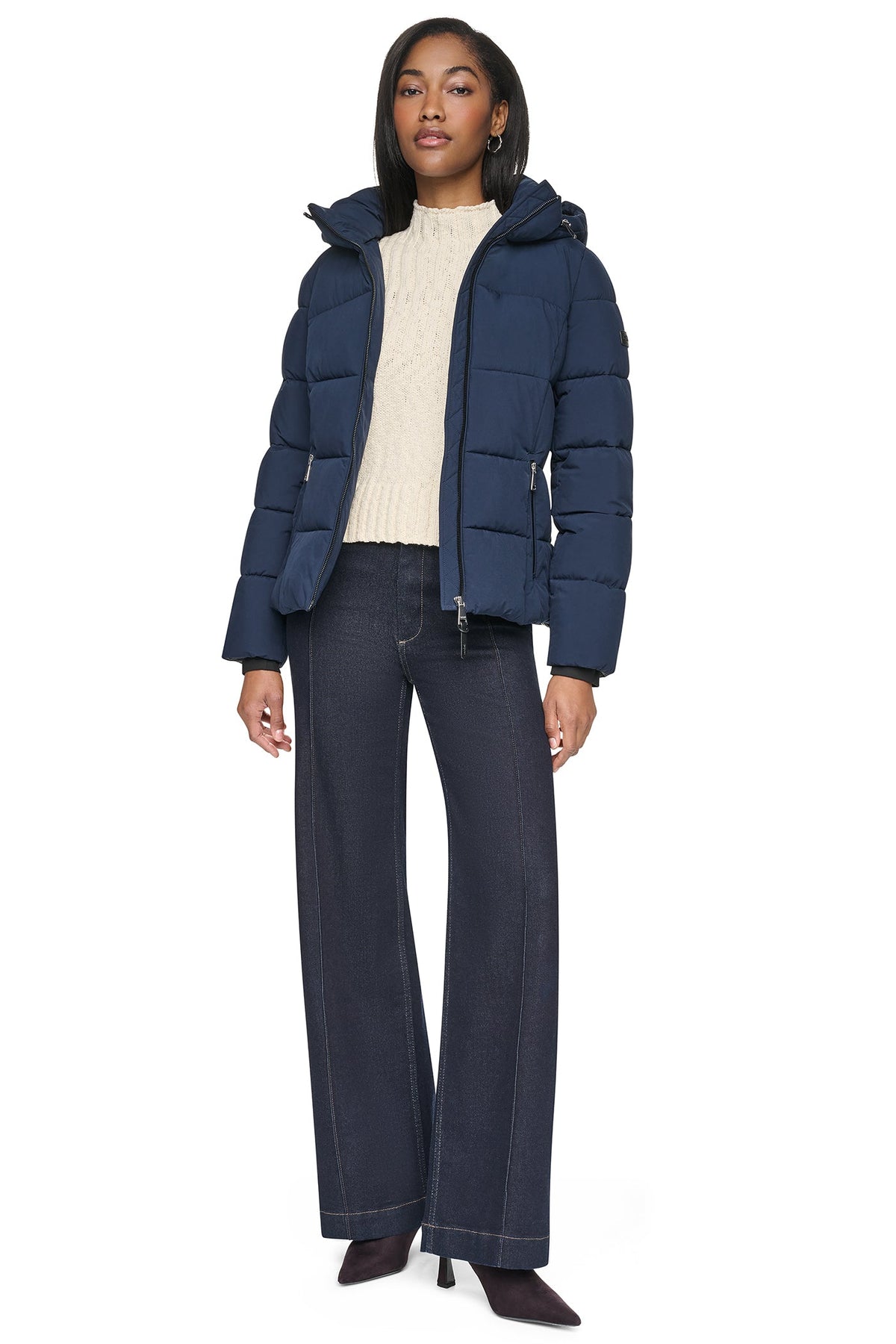 STRETCH HOODED PUFFER JACKET