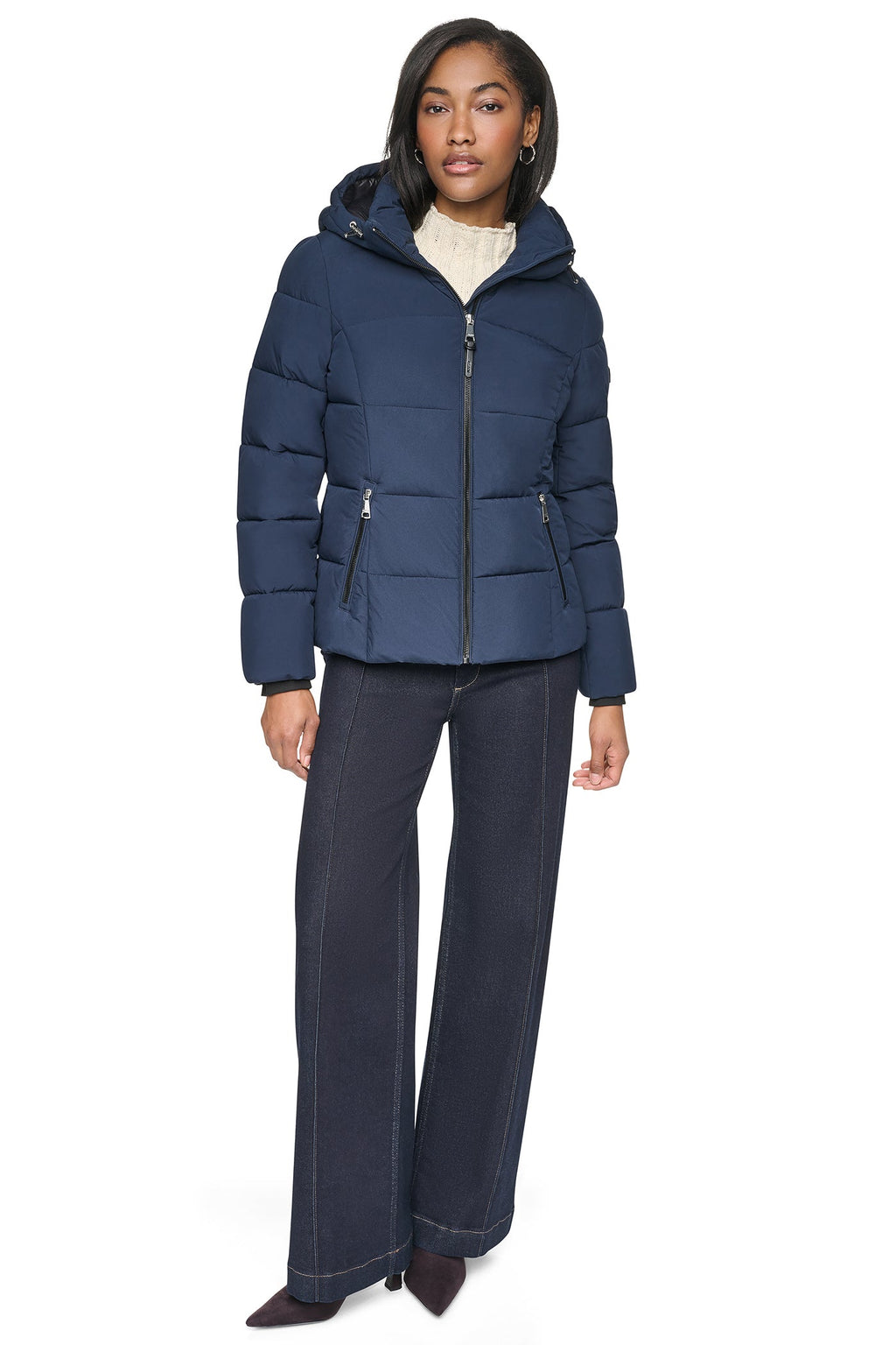 STRETCH HOODED PUFFER JACKET