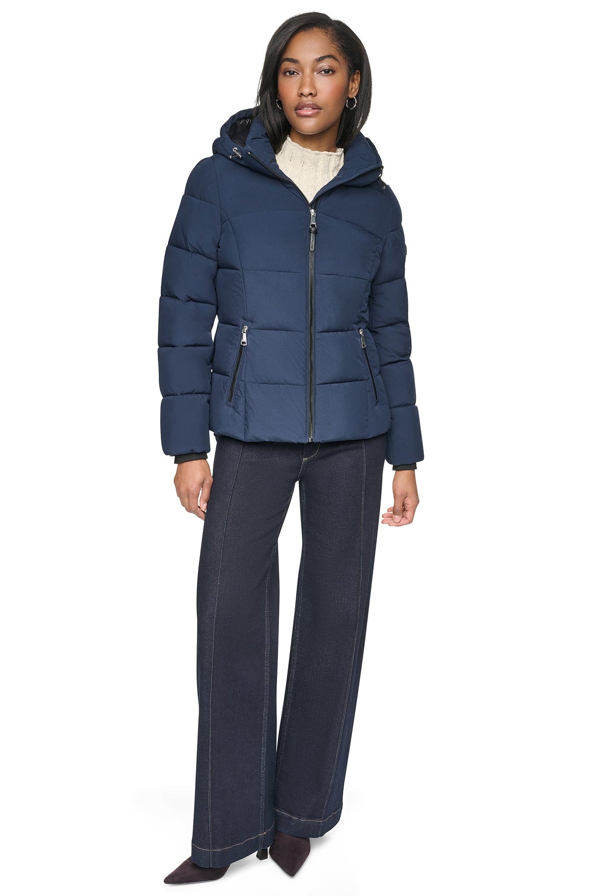 STRETCH HOODED PUFFER JACKET