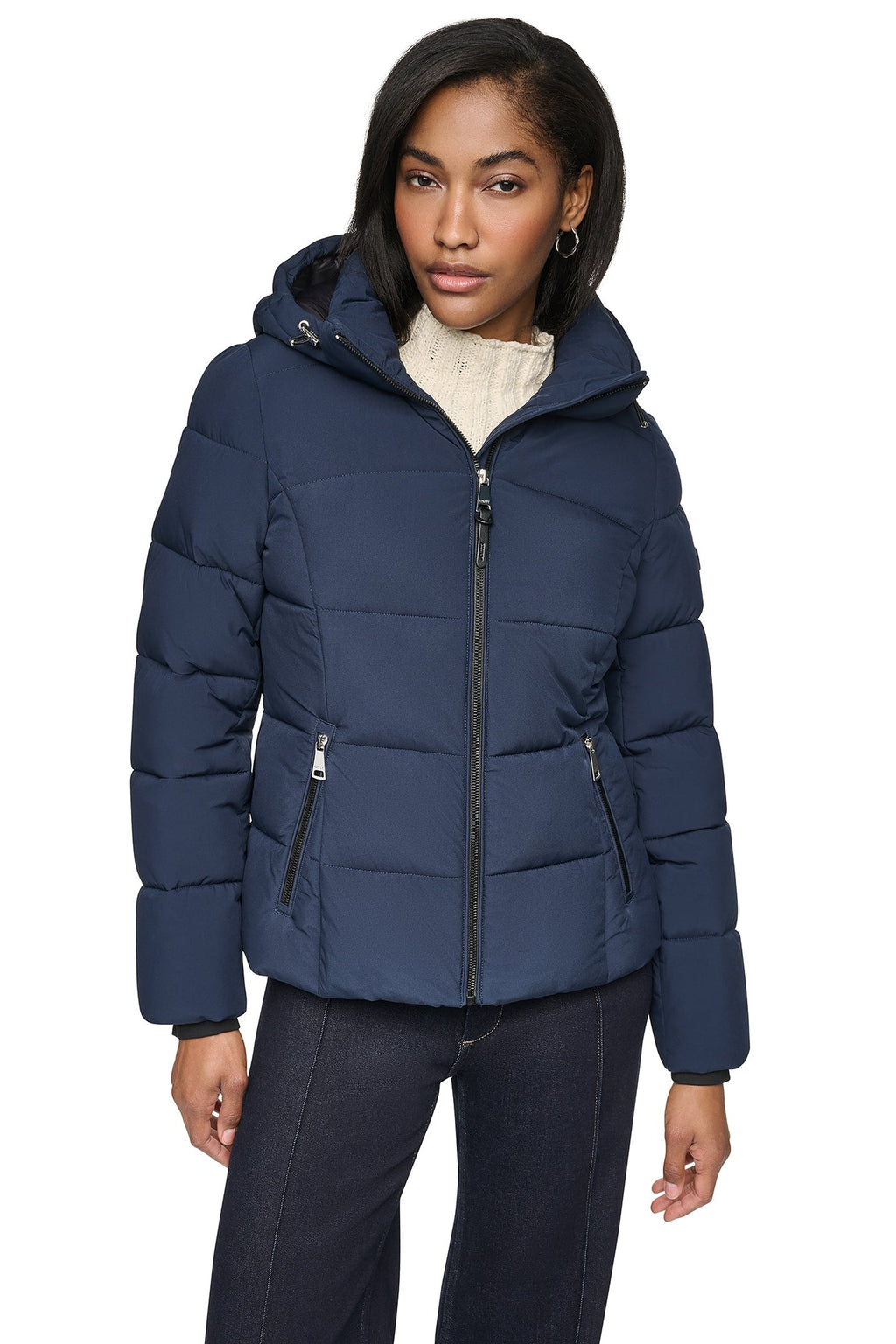 STRETCH HOODED PUFFER JACKET
