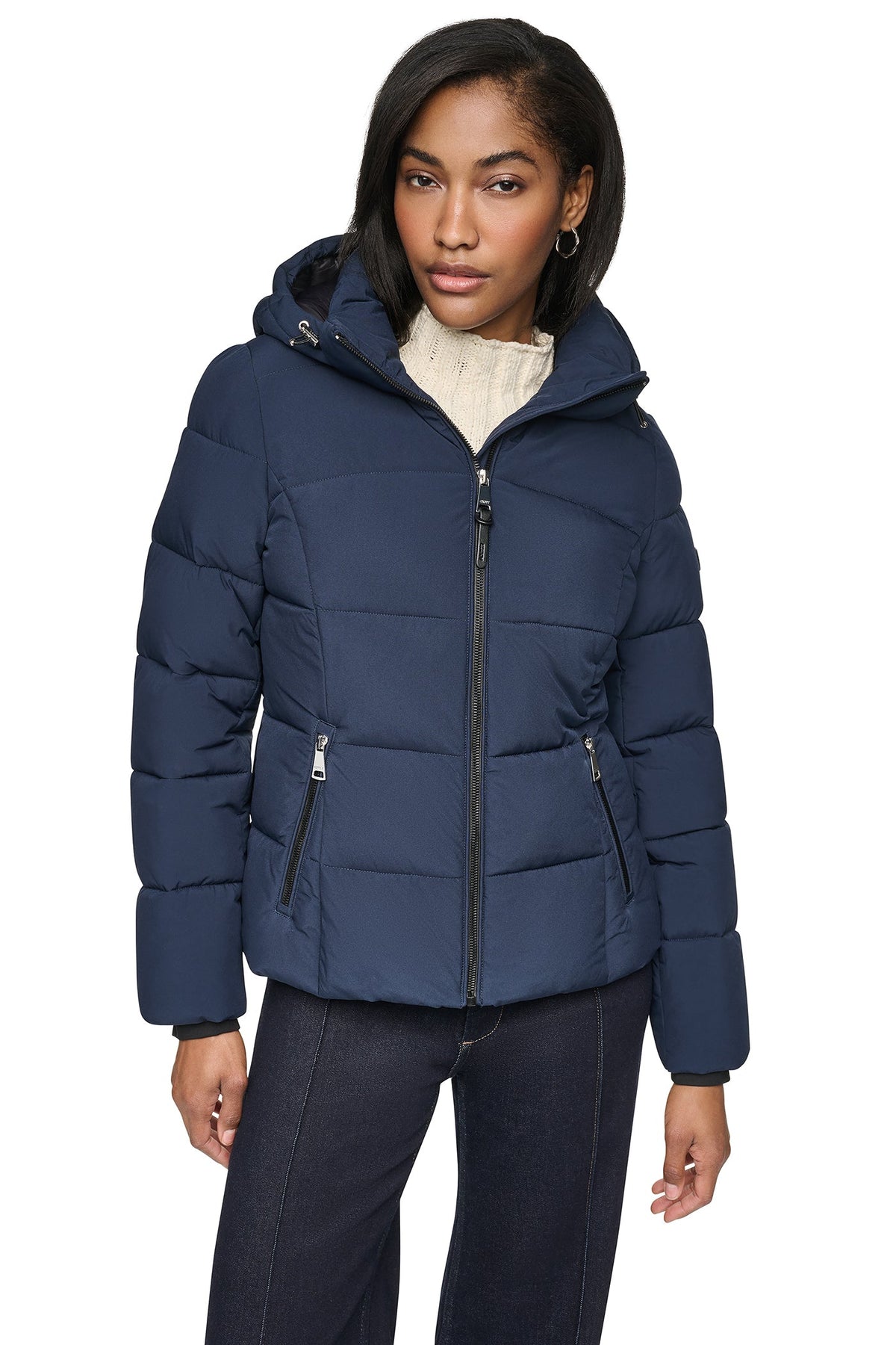 STRETCH HOODED PUFFER JACKET