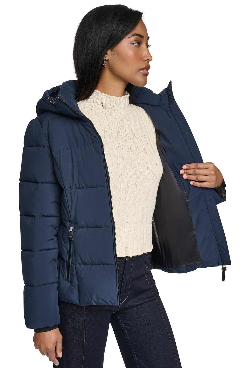 STRETCH HOODED PUFFER JACKET
