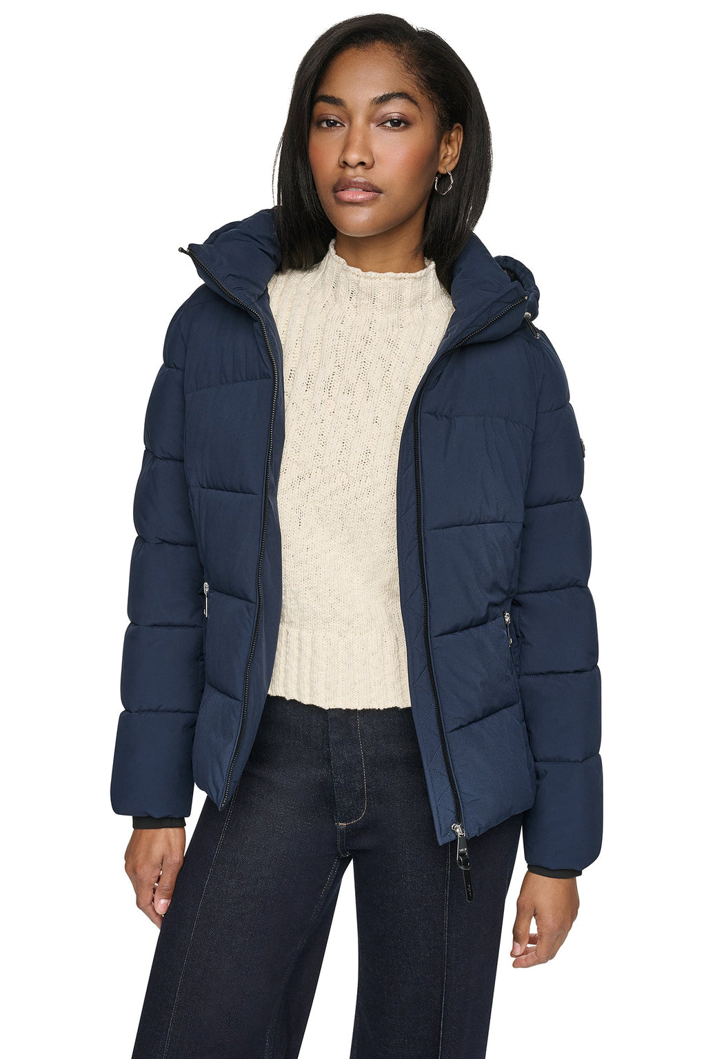 STRETCH HOODED PUFFER JACKET