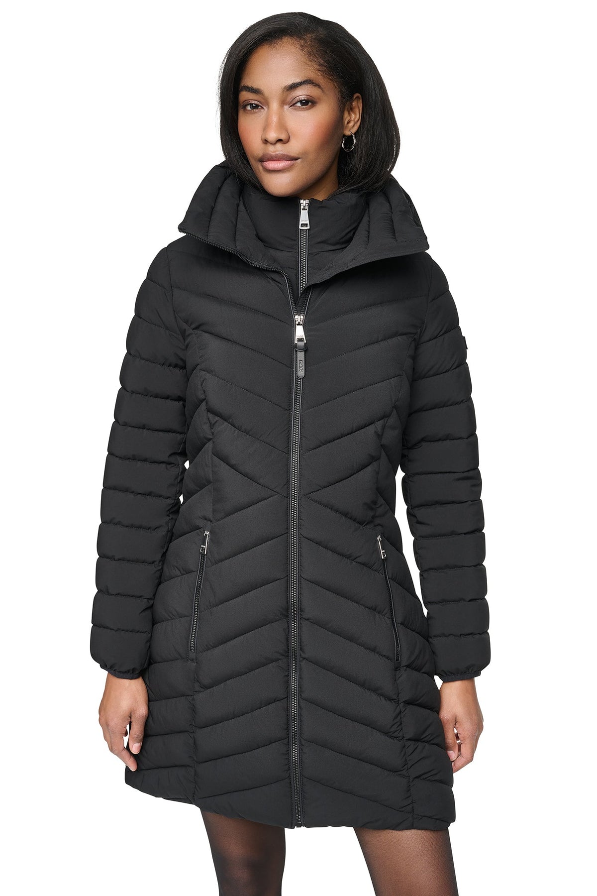 BIB FRONT HOODED PUFFER
