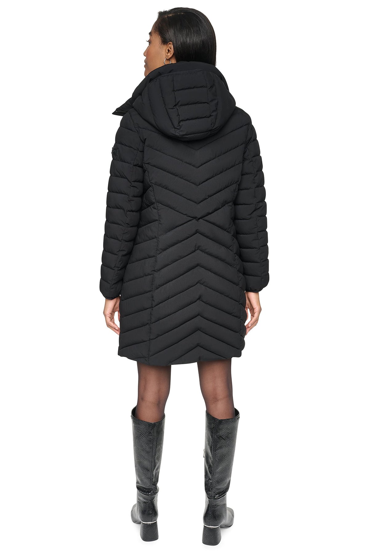 BIB FRONT HOODED PUFFER