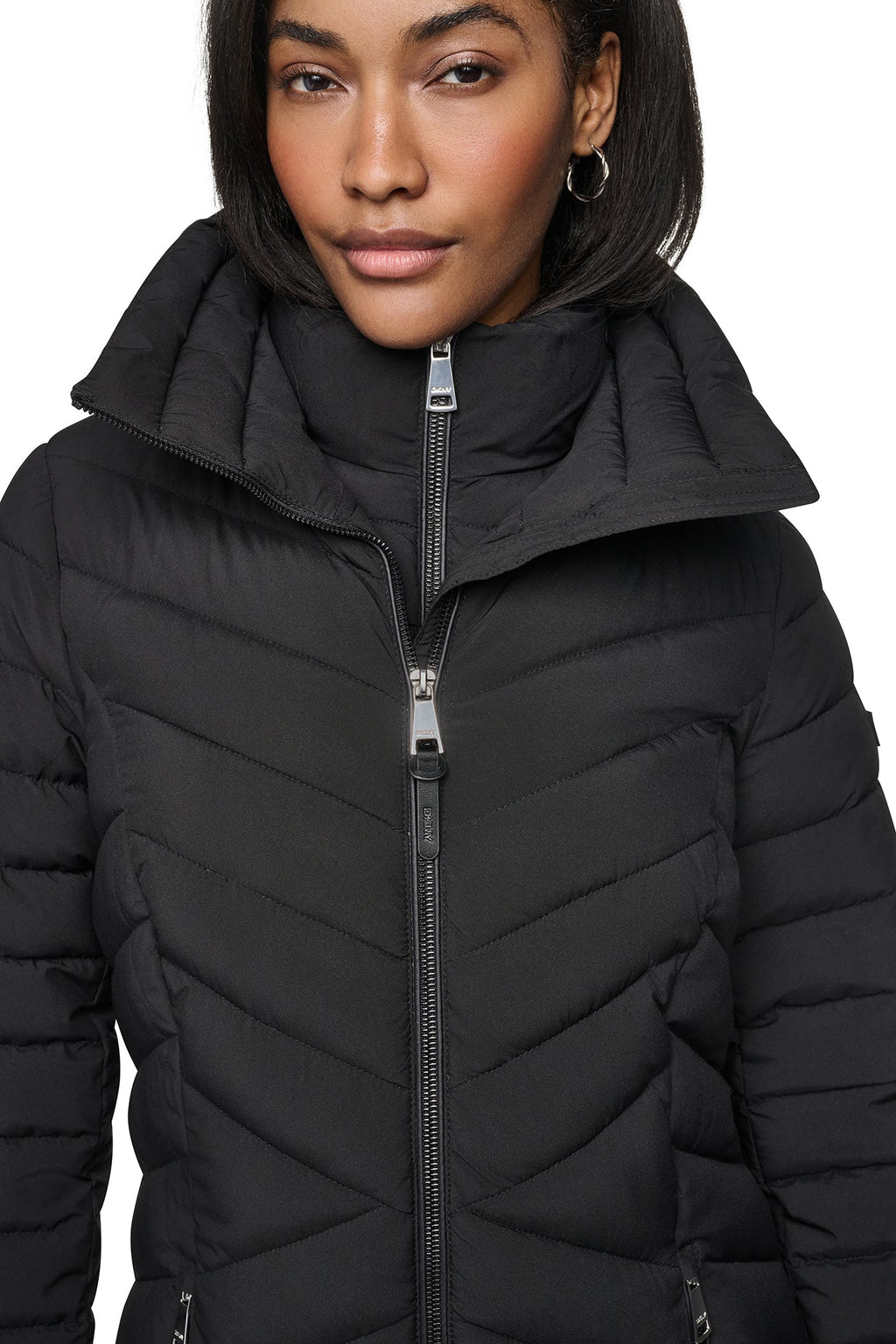 BIB FRONT HOODED PUFFER