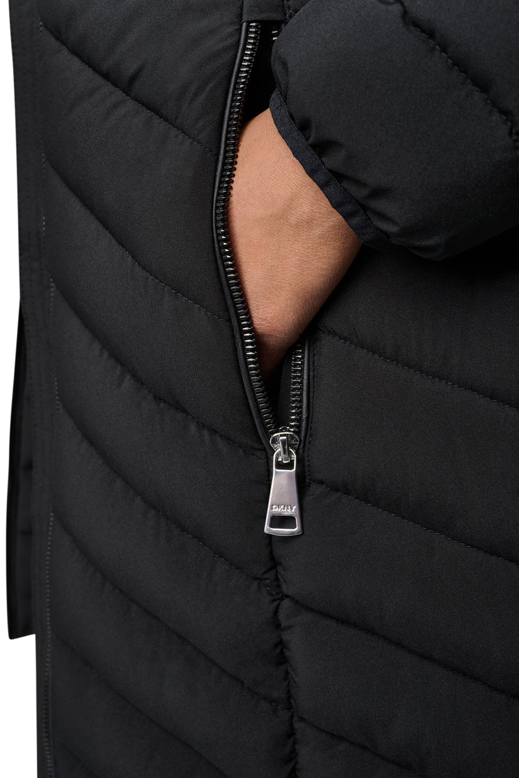 BIB FRONT HOODED PUFFER