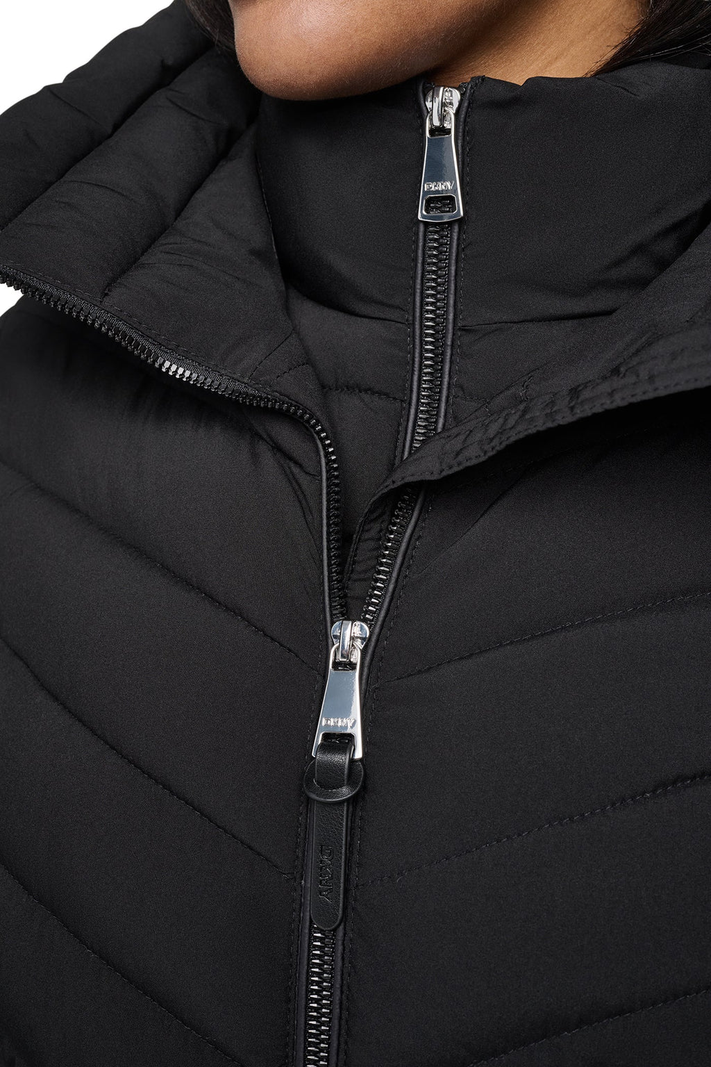 BIB FRONT HOODED PUFFER