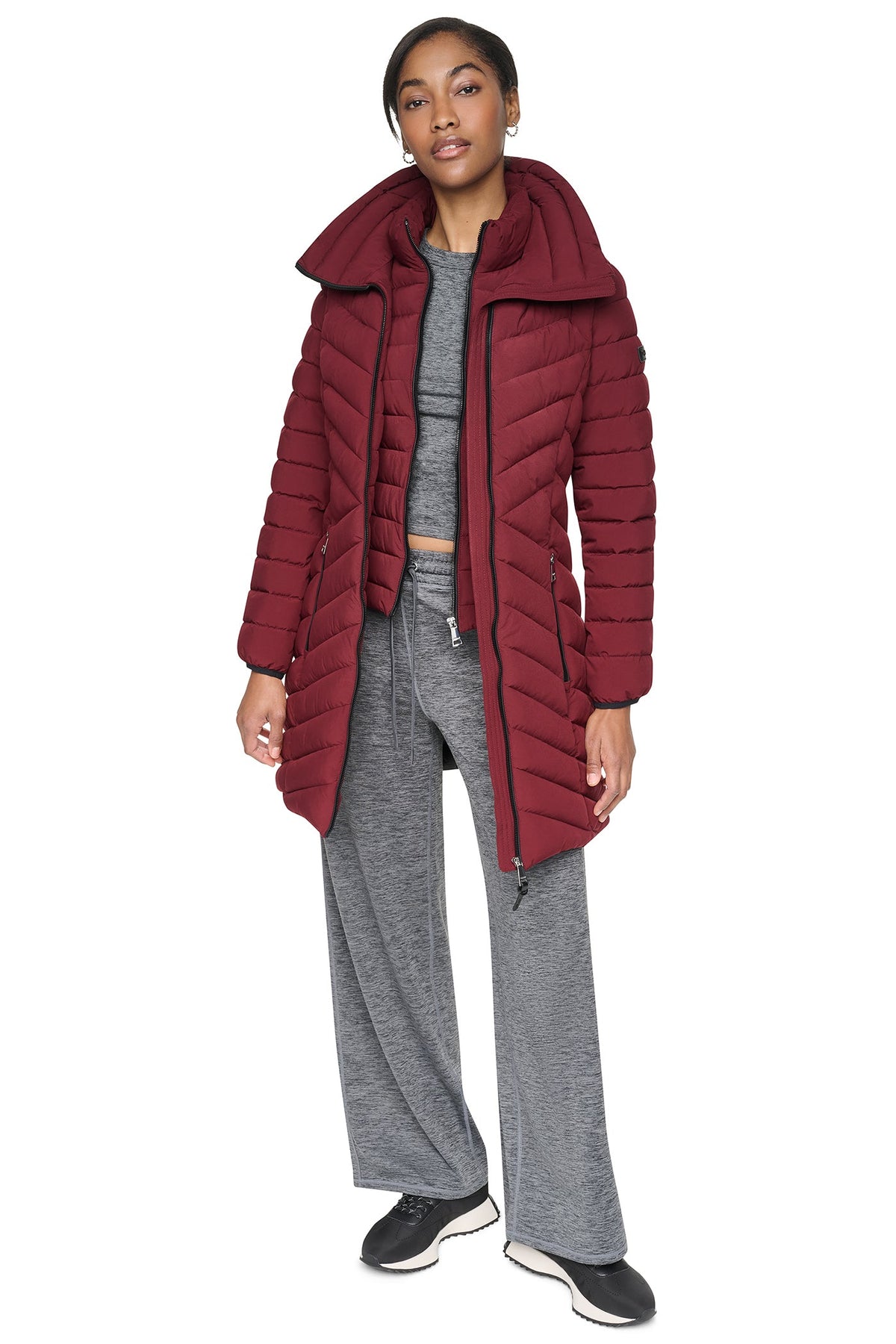 BIB FRONT HOODED PUFFER