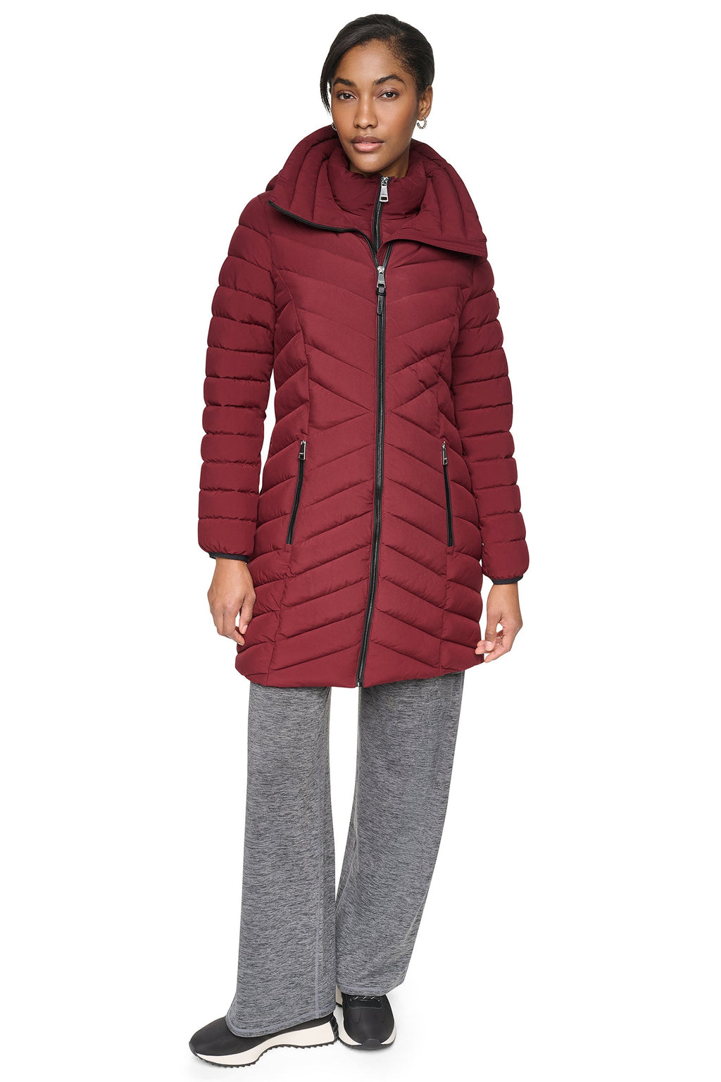 BIB FRONT HOODED PUFFER