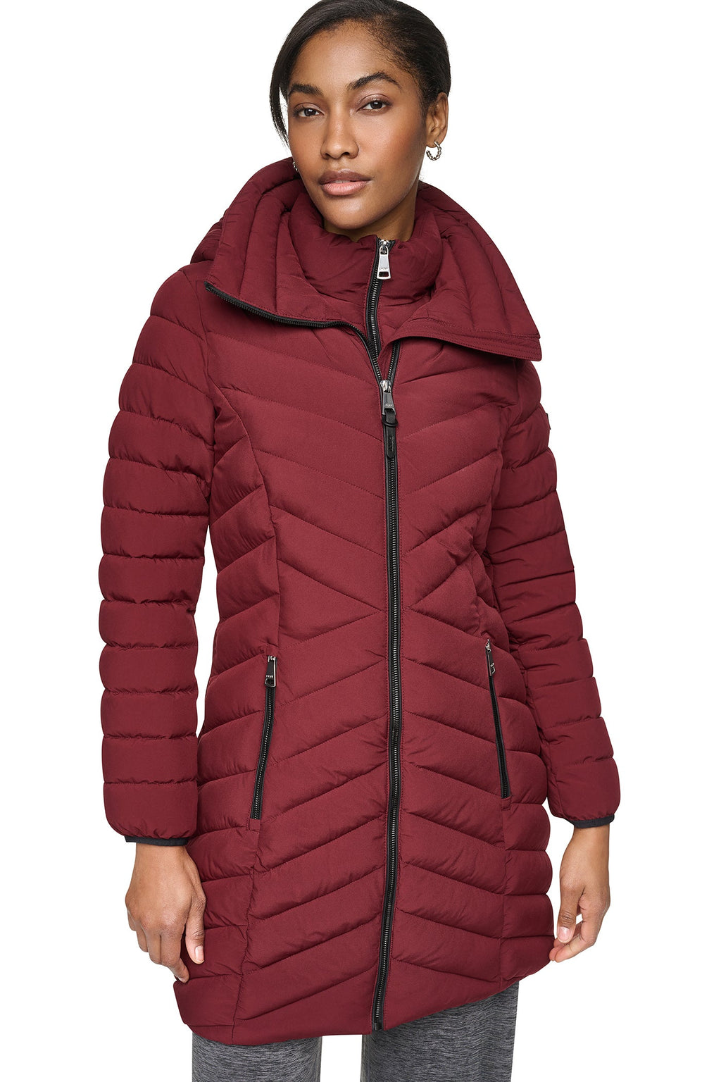BIB FRONT HOODED PUFFER