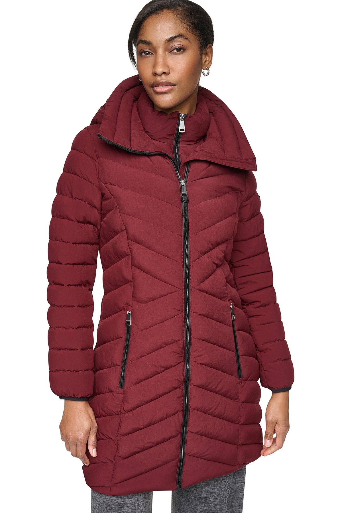 BIB FRONT HOODED PUFFER