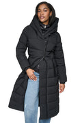 MAXI HOODED PUFFER COAT WITH INNER BIB