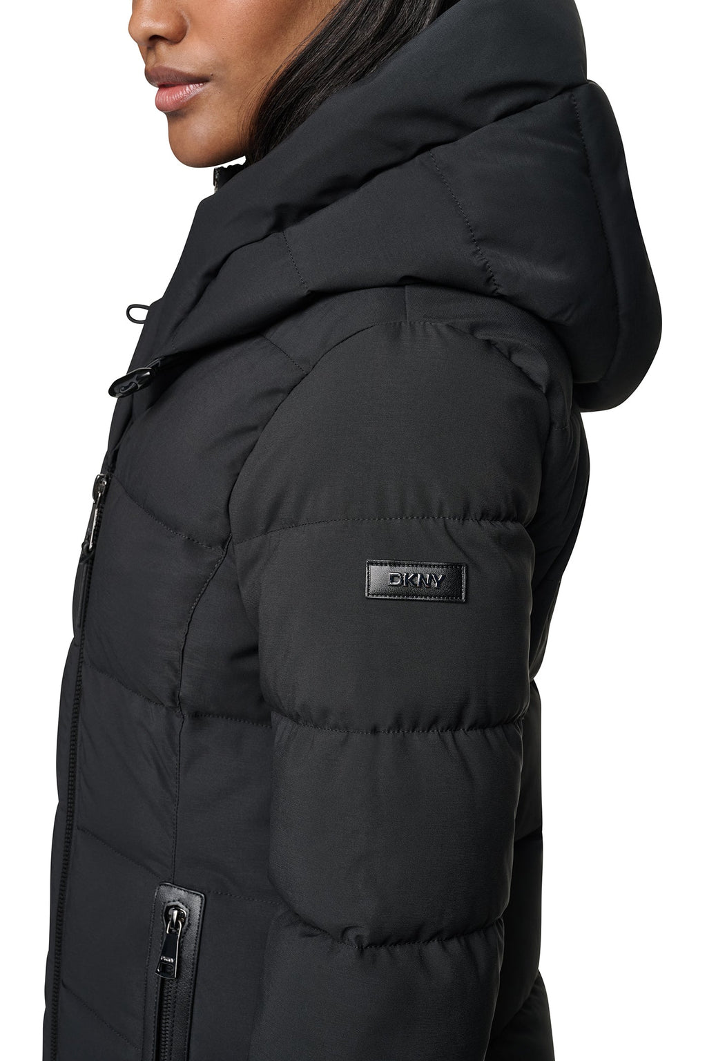 MAXI HOODED PUFFER COAT WITH INNER BIB