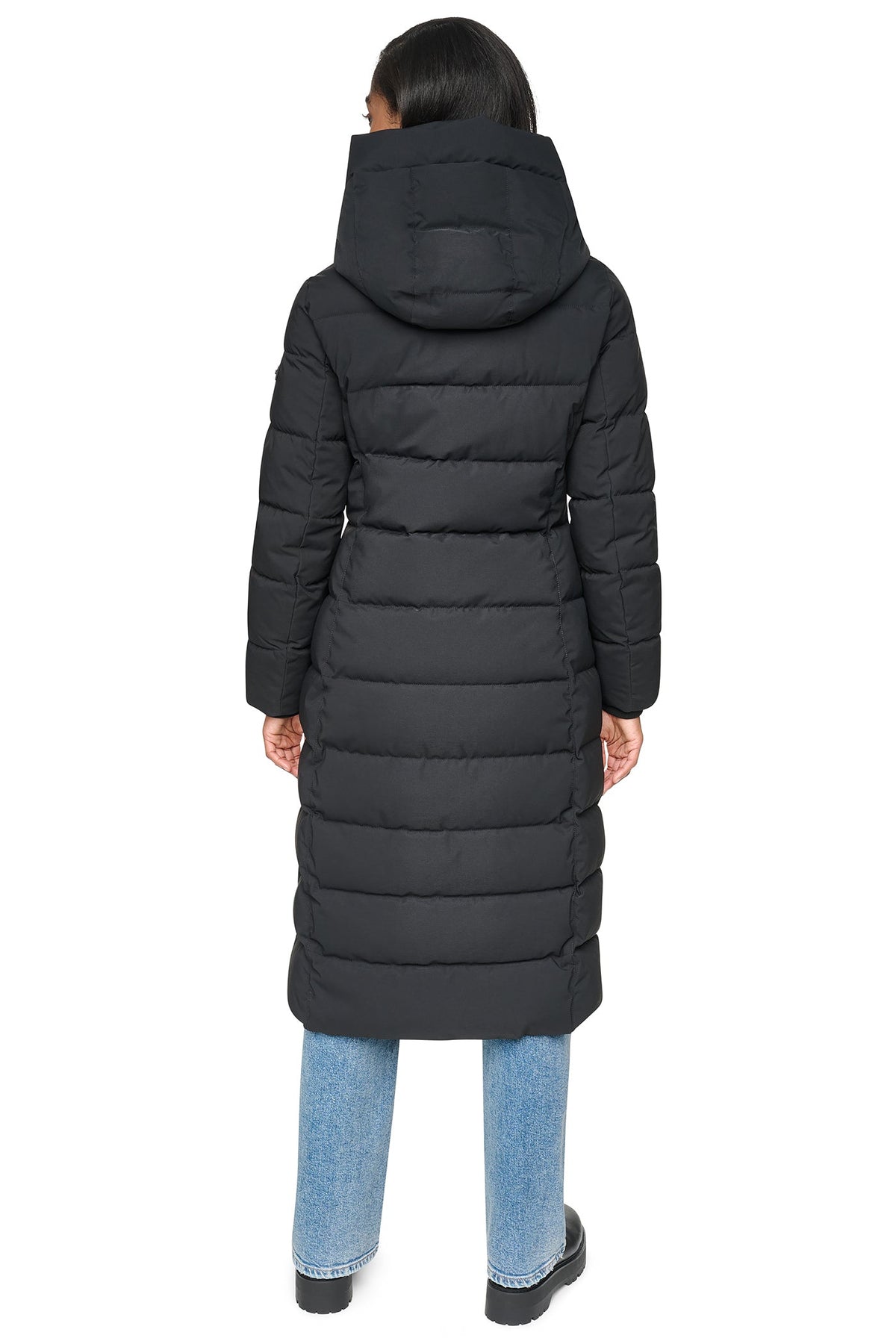 MAXI HOODED PUFFER COAT WITH INNER BIB