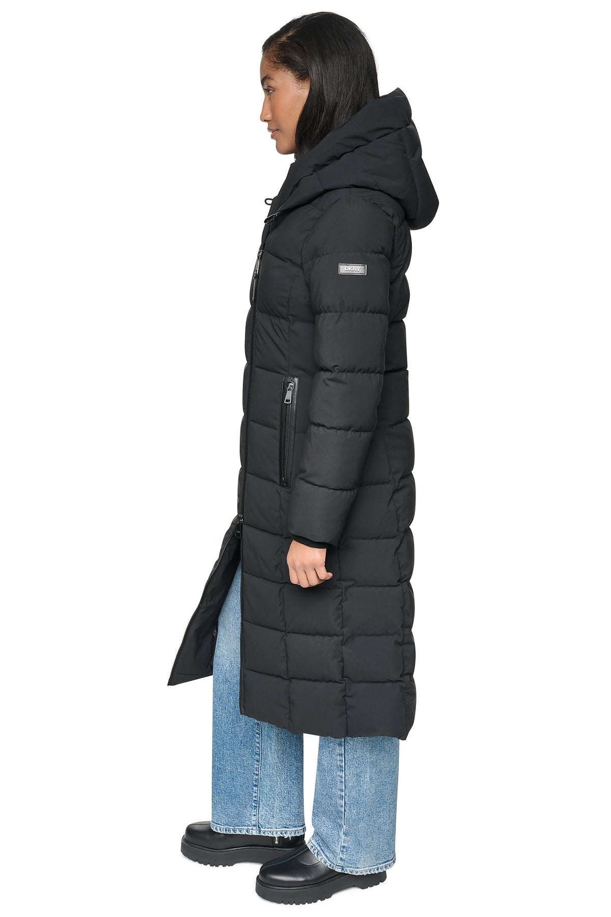 MAXI HOODED PUFFER COAT WITH INNER BIB