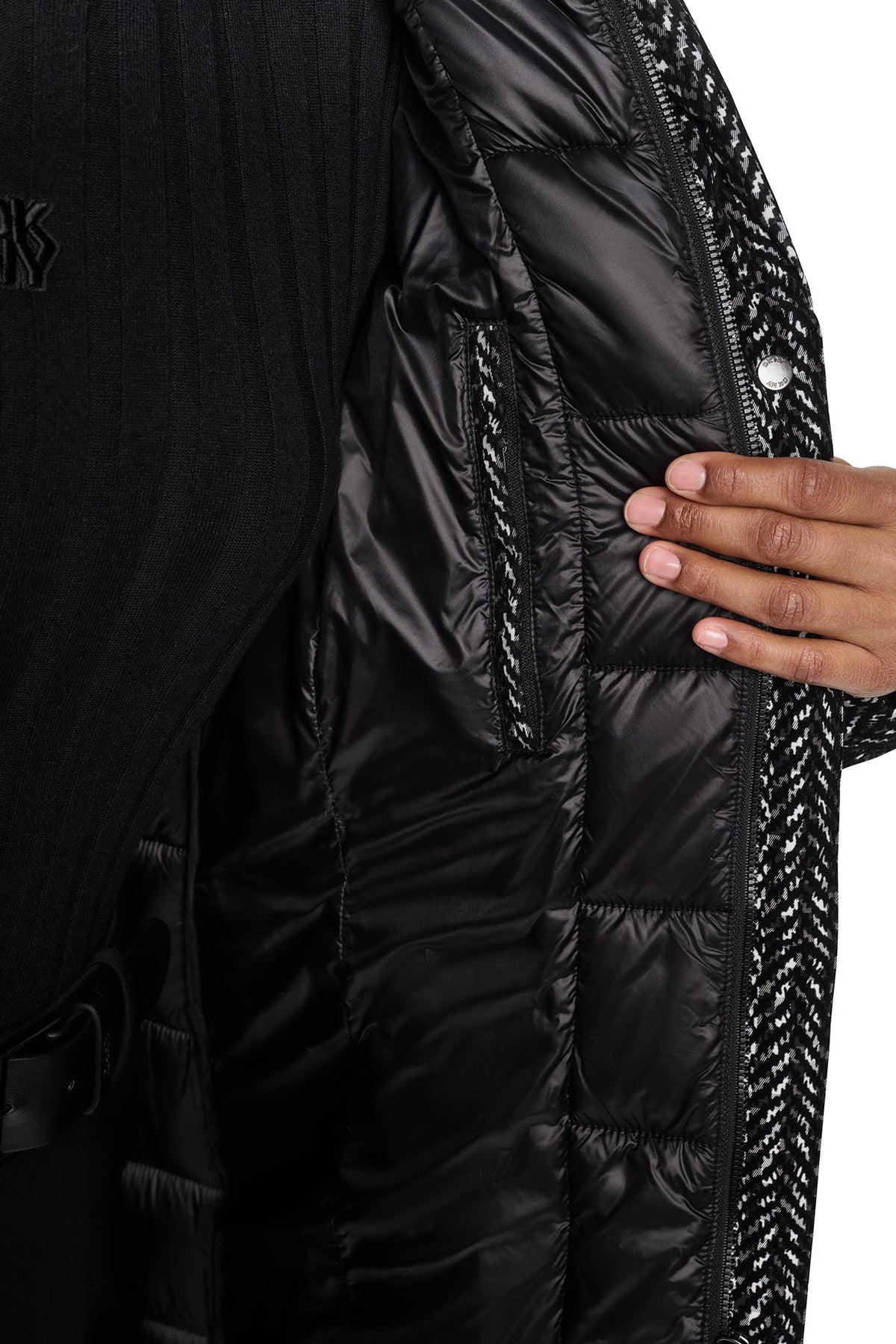 MAXI HOODED PUFFER COAT WITH INNER BIB
