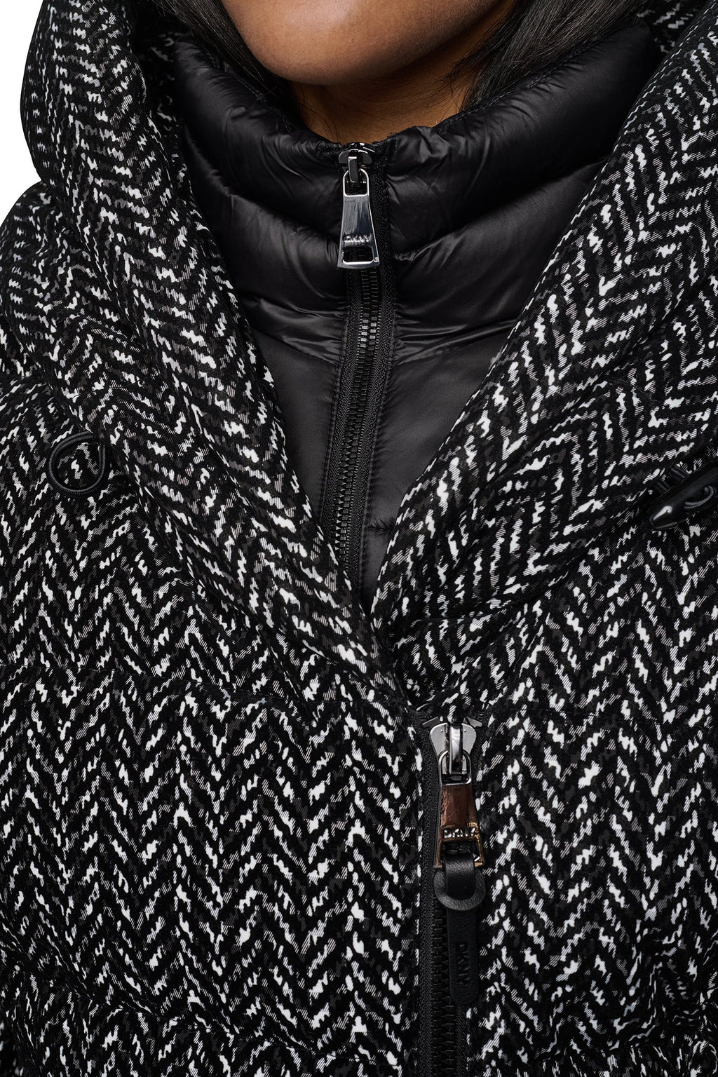 MAXI HOODED PUFFER COAT WITH INNER BIB