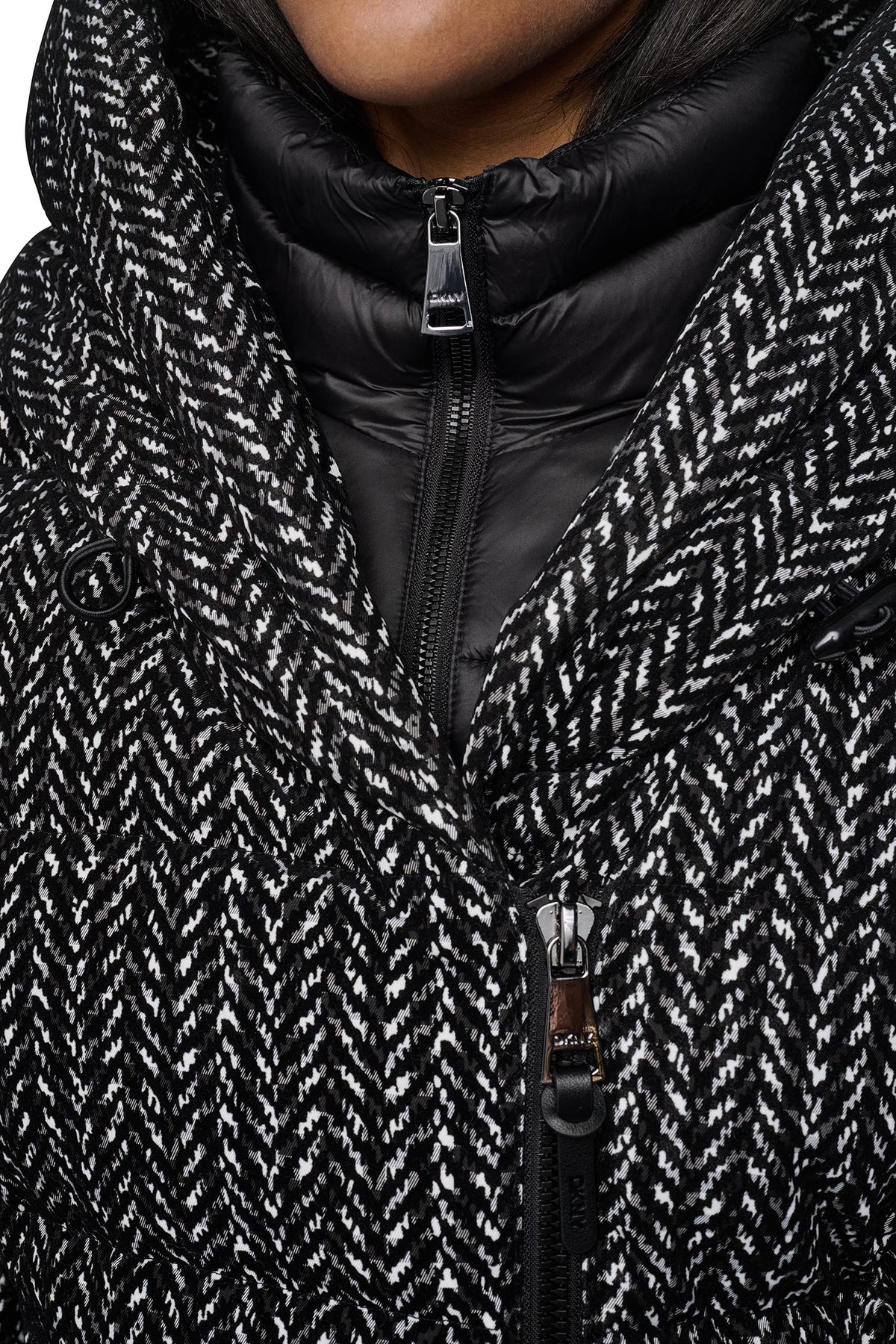 MAXI HOODED PUFFER COAT WITH INNER BIB
