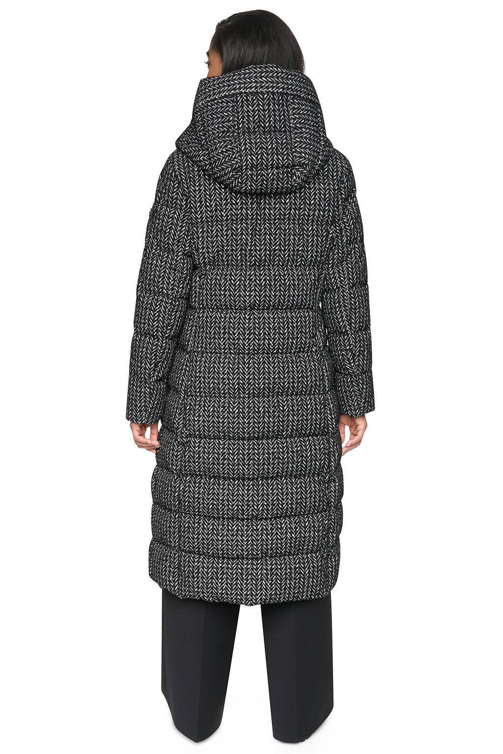 MAXI HOODED PUFFER COAT WITH INNER BIB