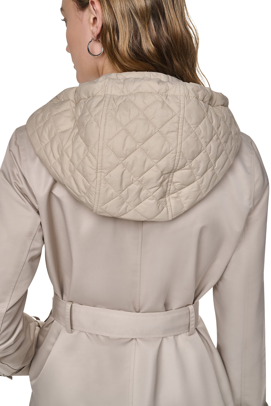 DOUBLE BREASTED QUILTED HOOD TRENCH