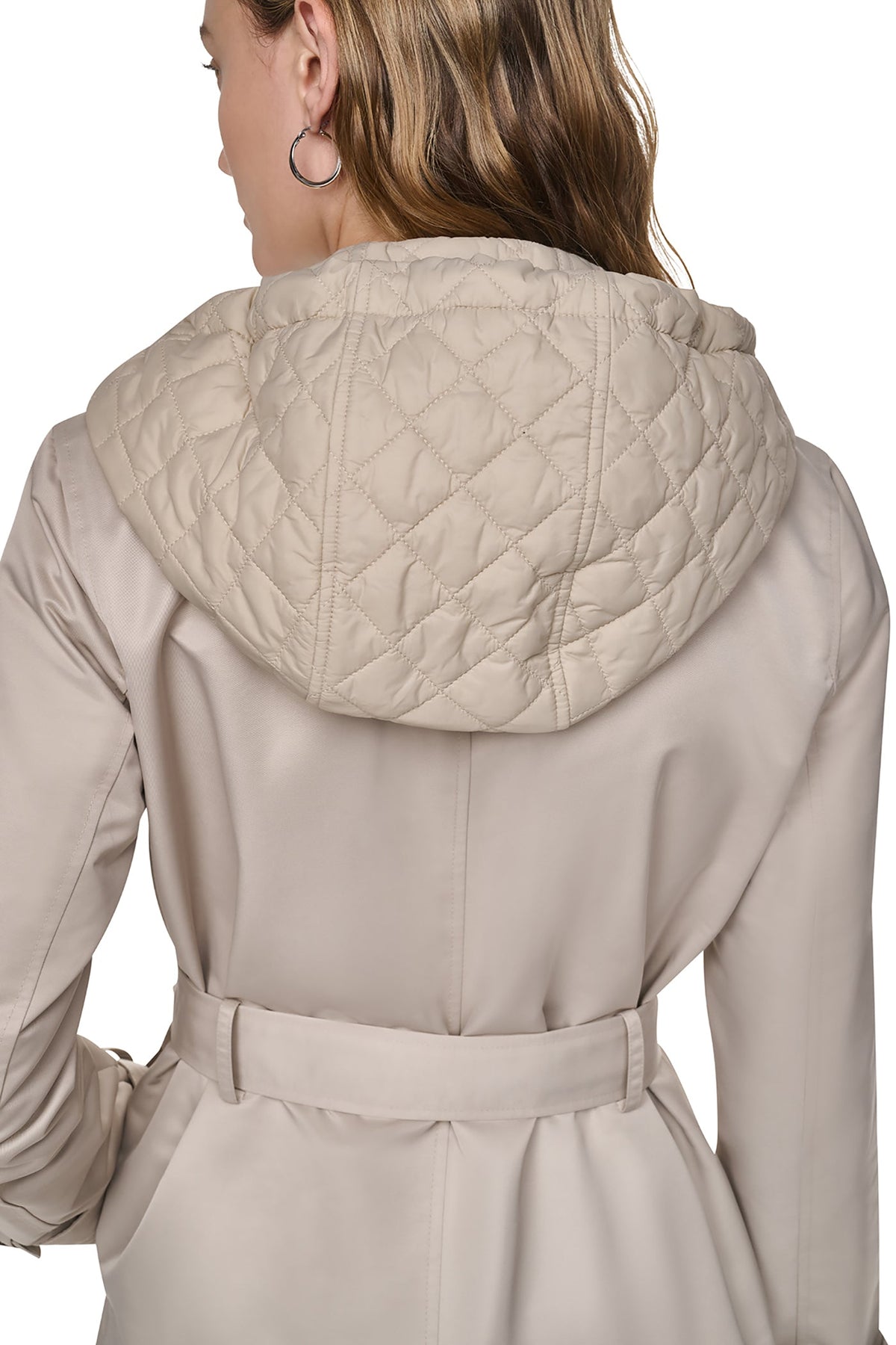 DOUBLE BREASTED QUILTED HOOD TRENCH