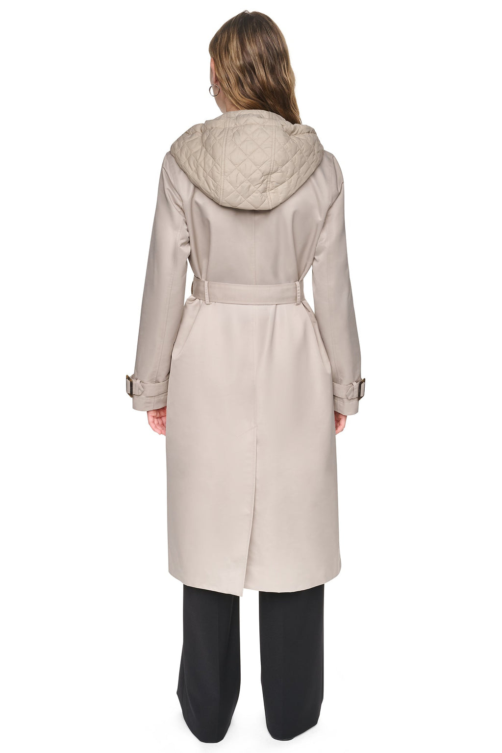 DOUBLE BREASTED QUILTED HOOD TRENCH