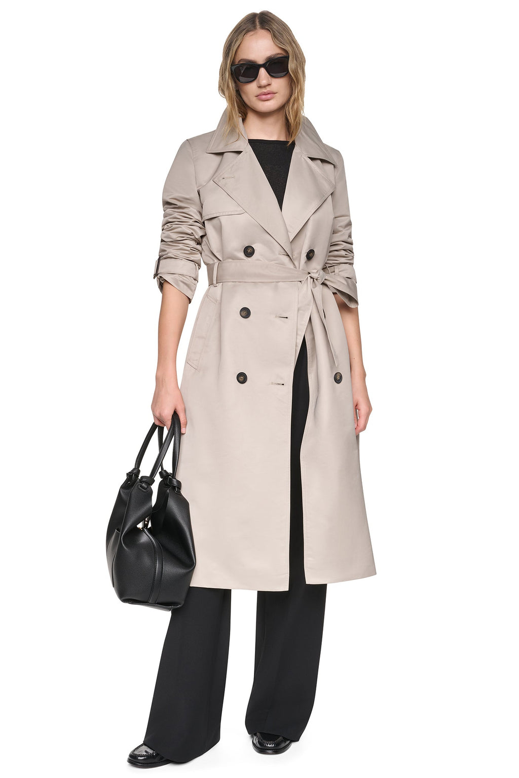 DOUBLE BREASTED QUILTED HOOD TRENCH