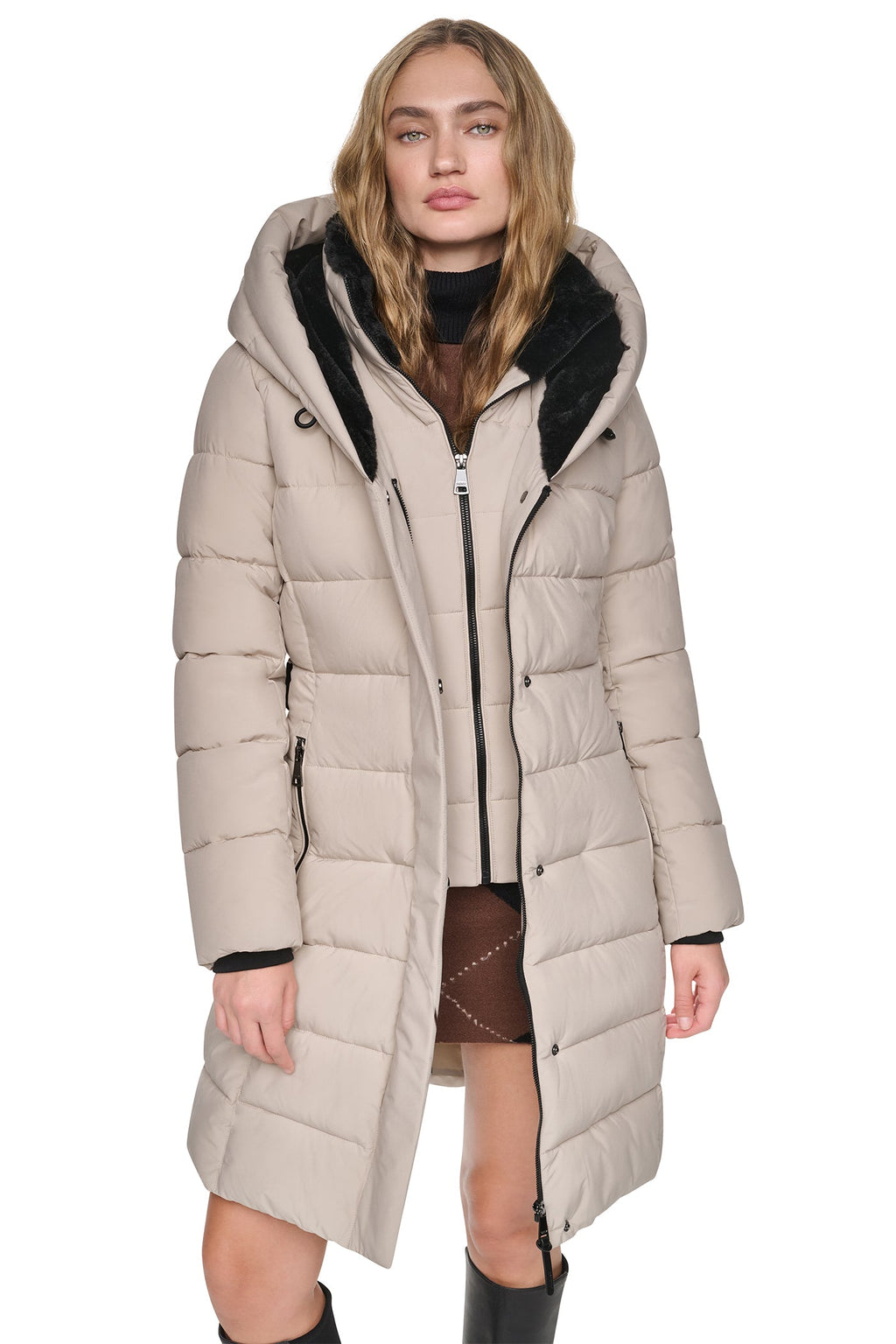 LONG BELTED LAYERED PUFFER