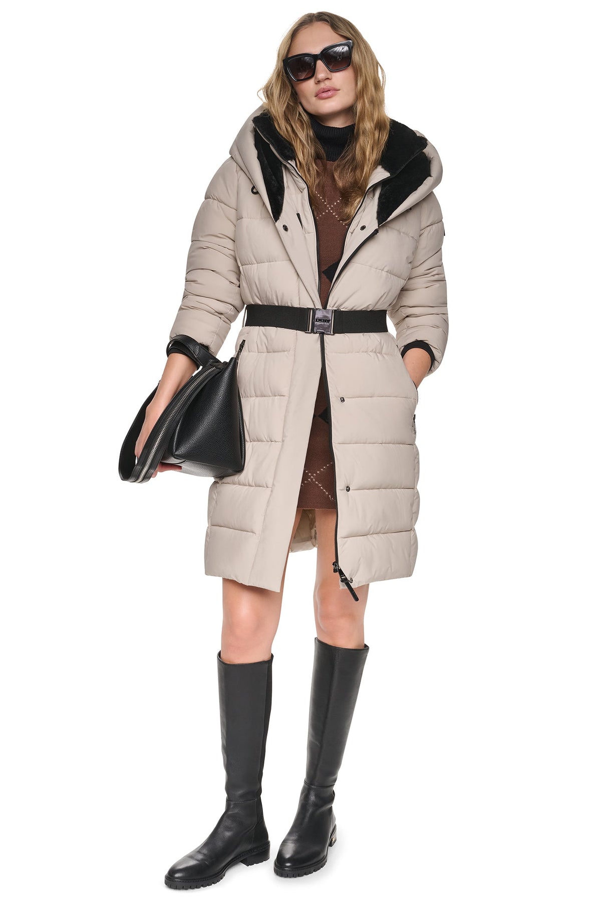 LONG BELTED LAYERED PUFFER