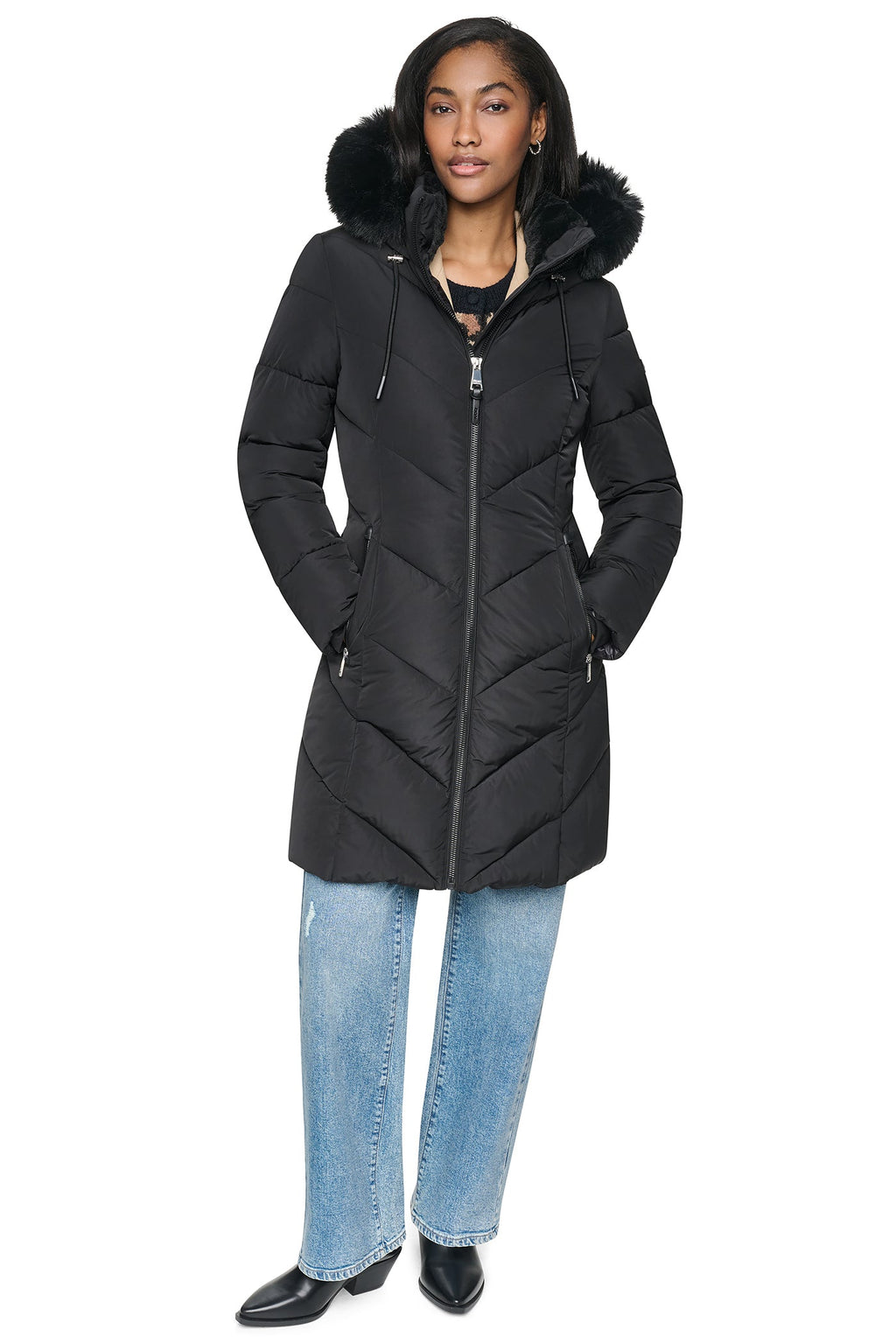WALKER WITH FAUX FUR LINED HOOD