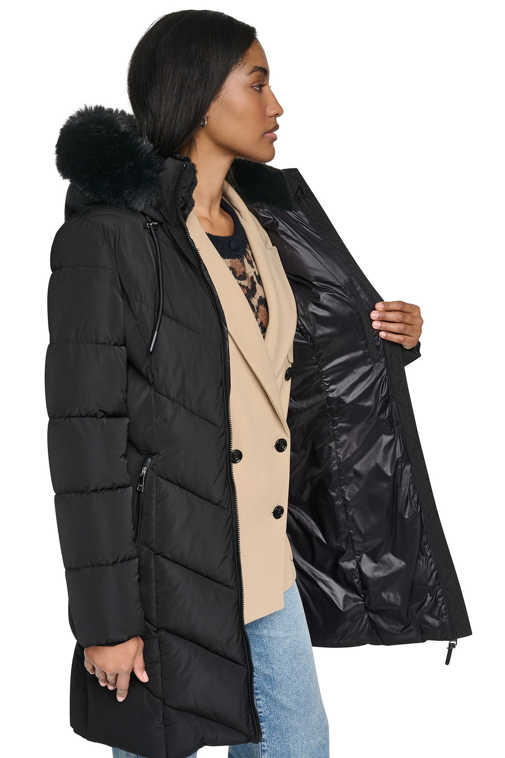 WALKER WITH FAUX FUR LINED HOOD