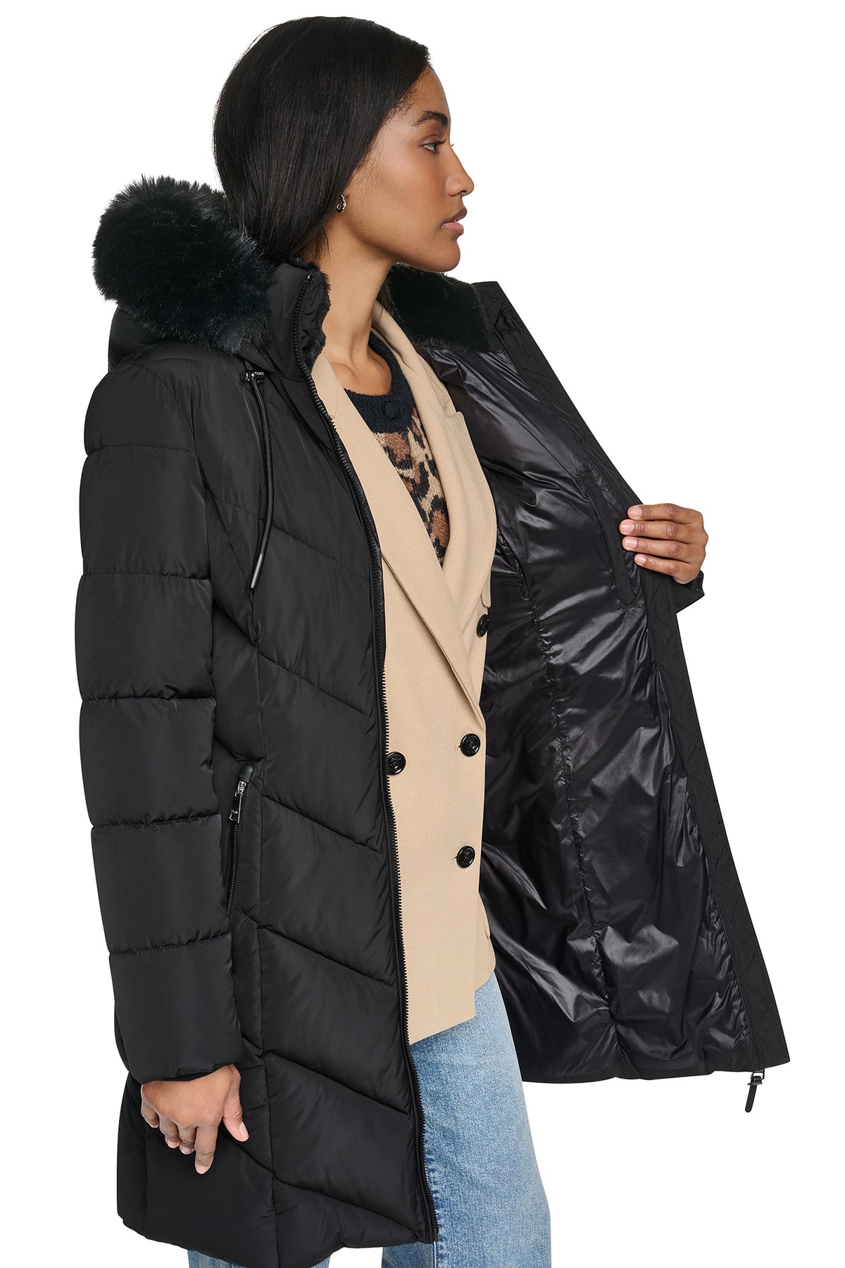 WALKER WITH FAUX FUR LINED HOOD