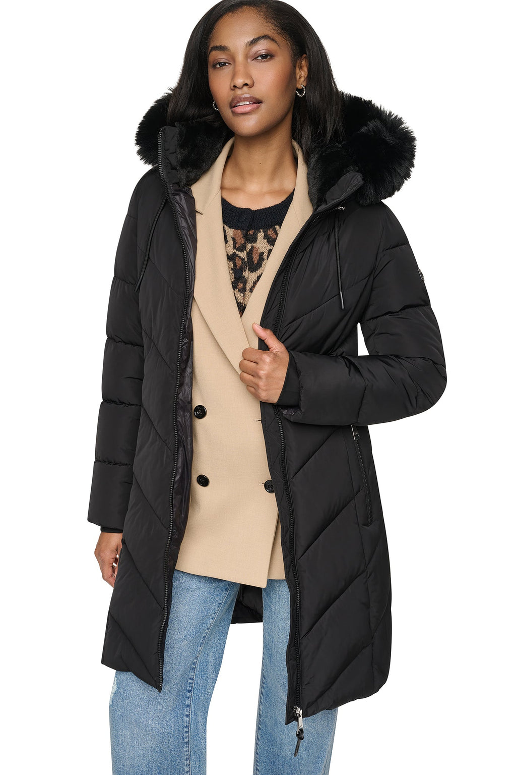 WALKER WITH FAUX FUR LINED HOOD