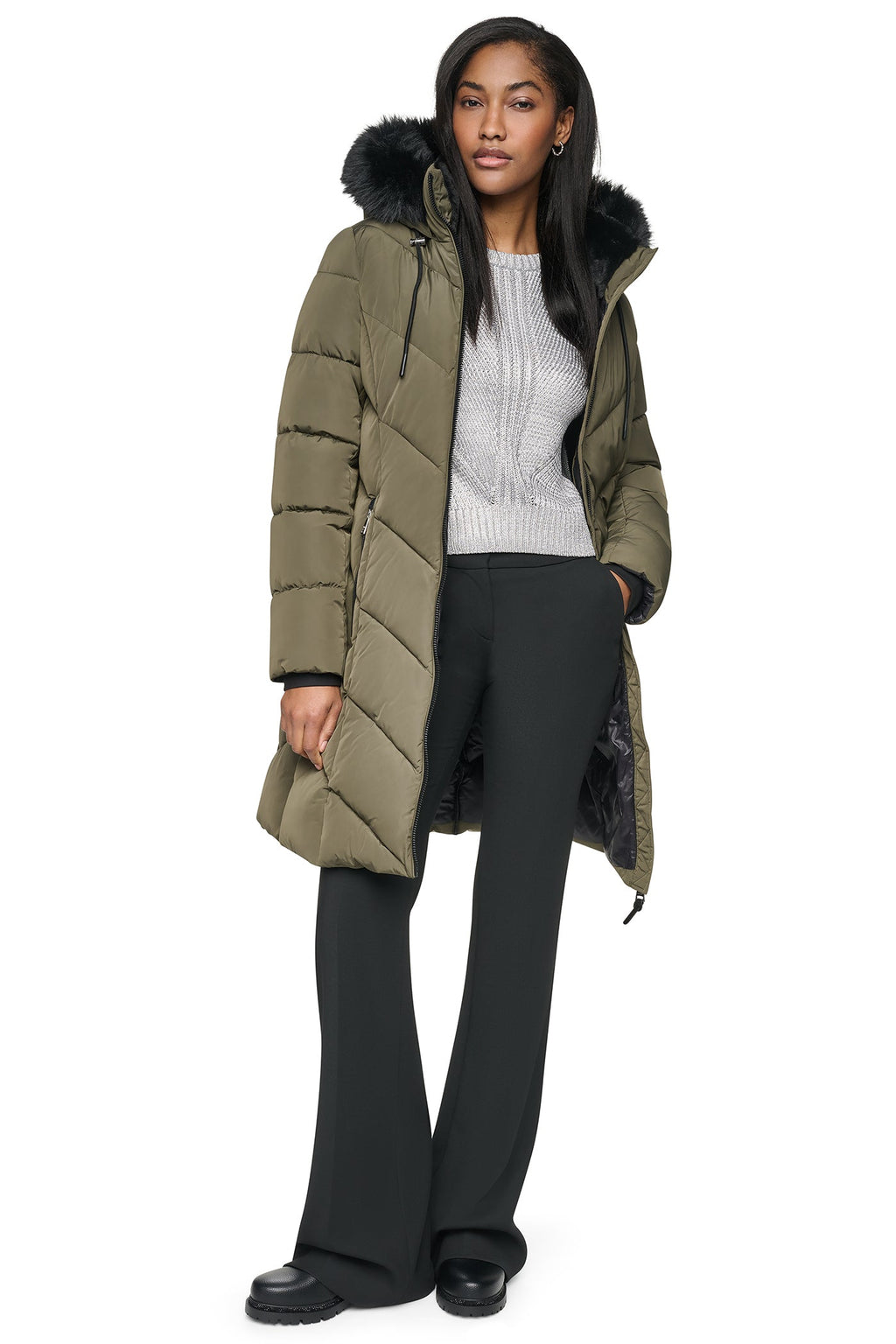 WALKER WITH FAUX FUR LINED HOOD