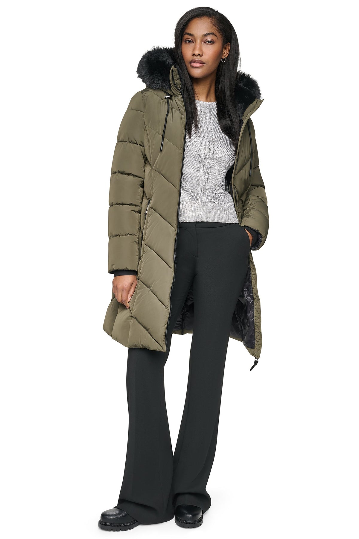 WALKER WITH FAUX FUR LINED HOOD