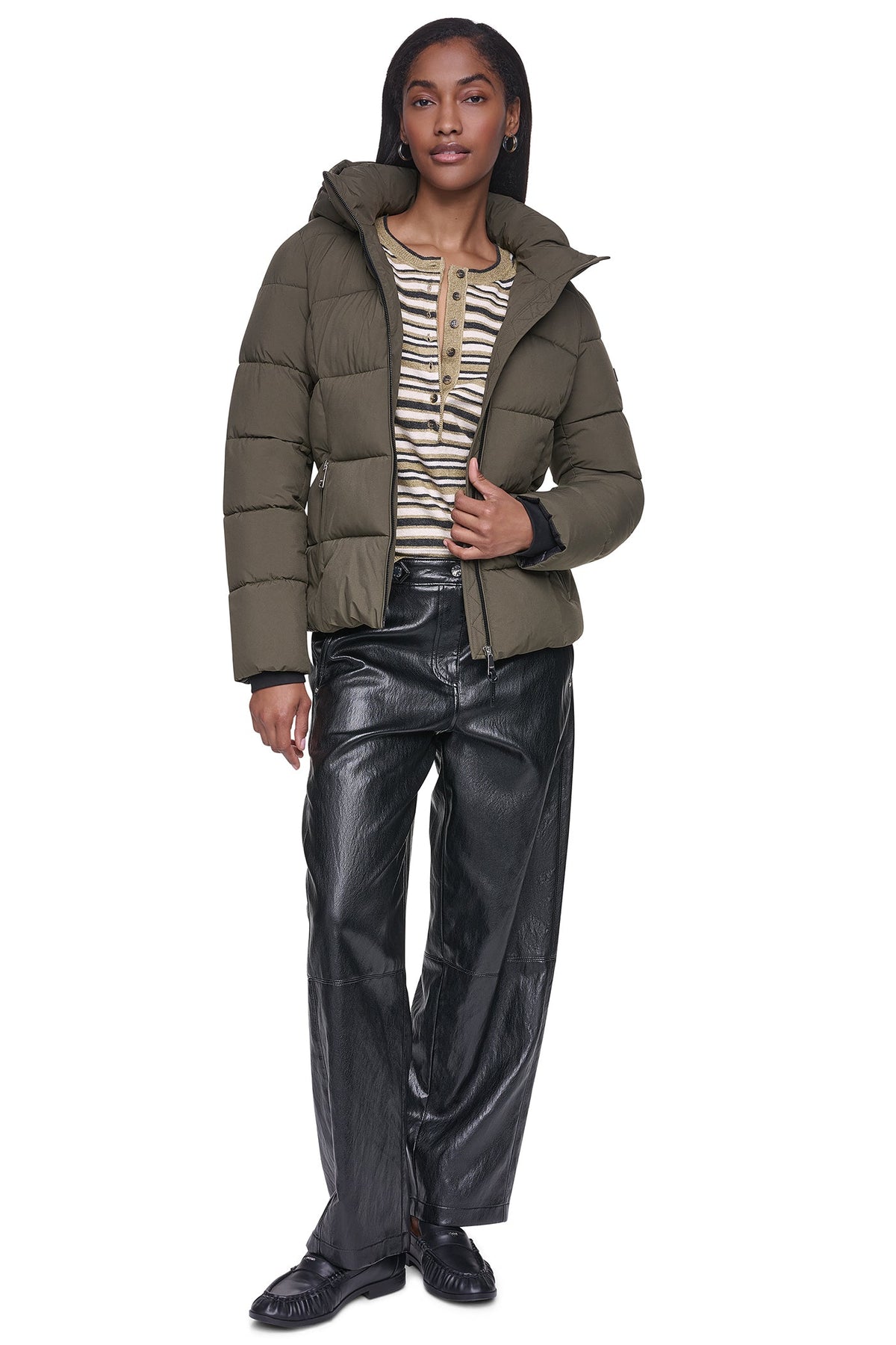 STRETCH HOODED PUFFER JACKET