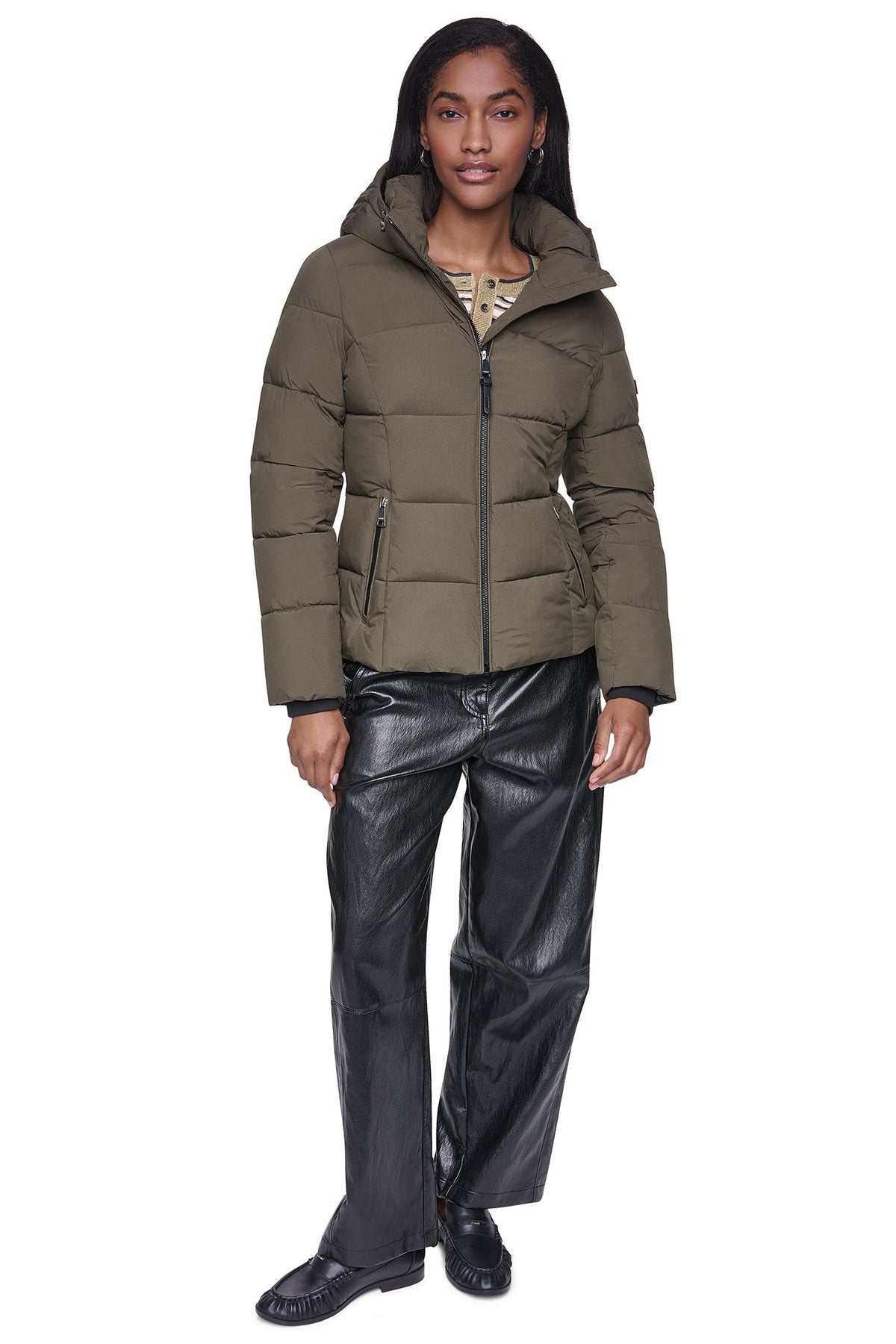 STRETCH HOODED PUFFER JACKET