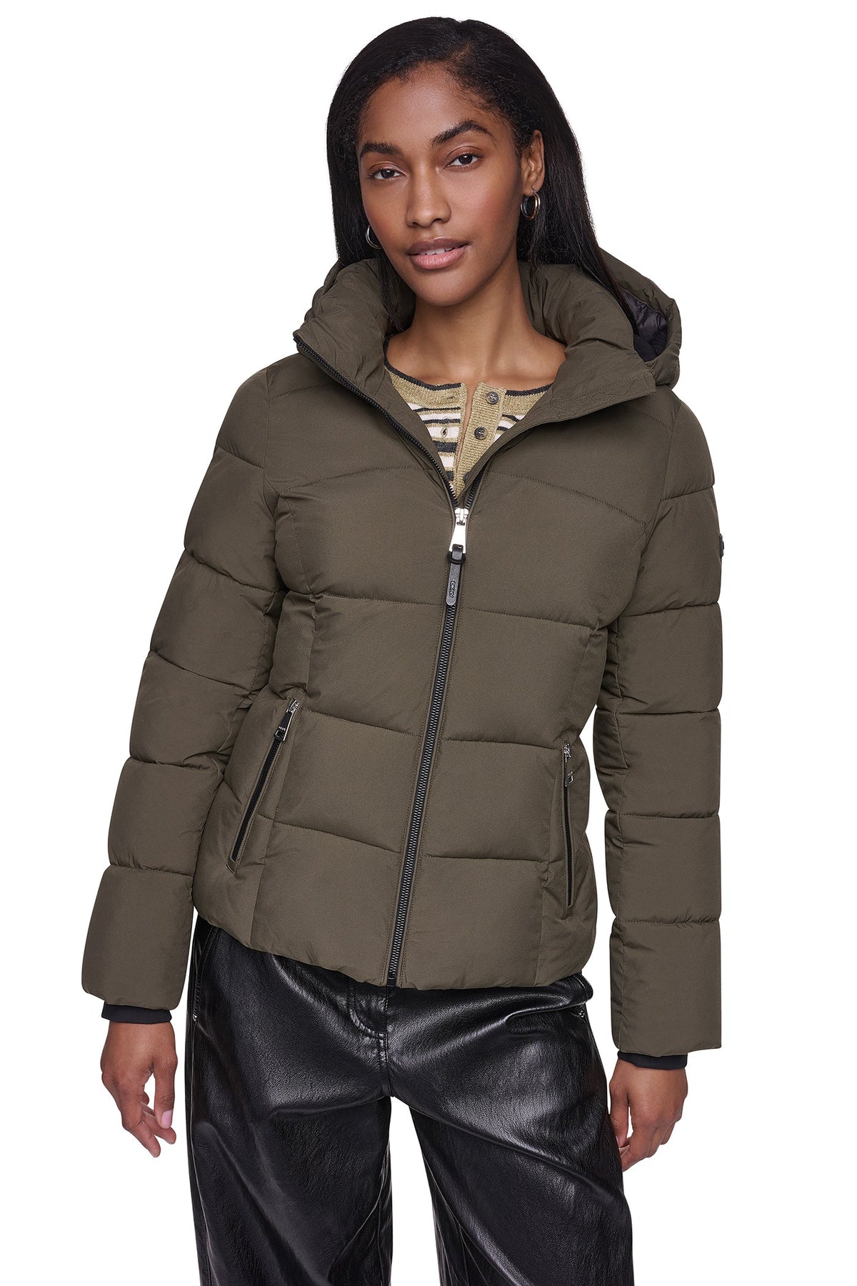 STRETCH HOODED PUFFER JACKET