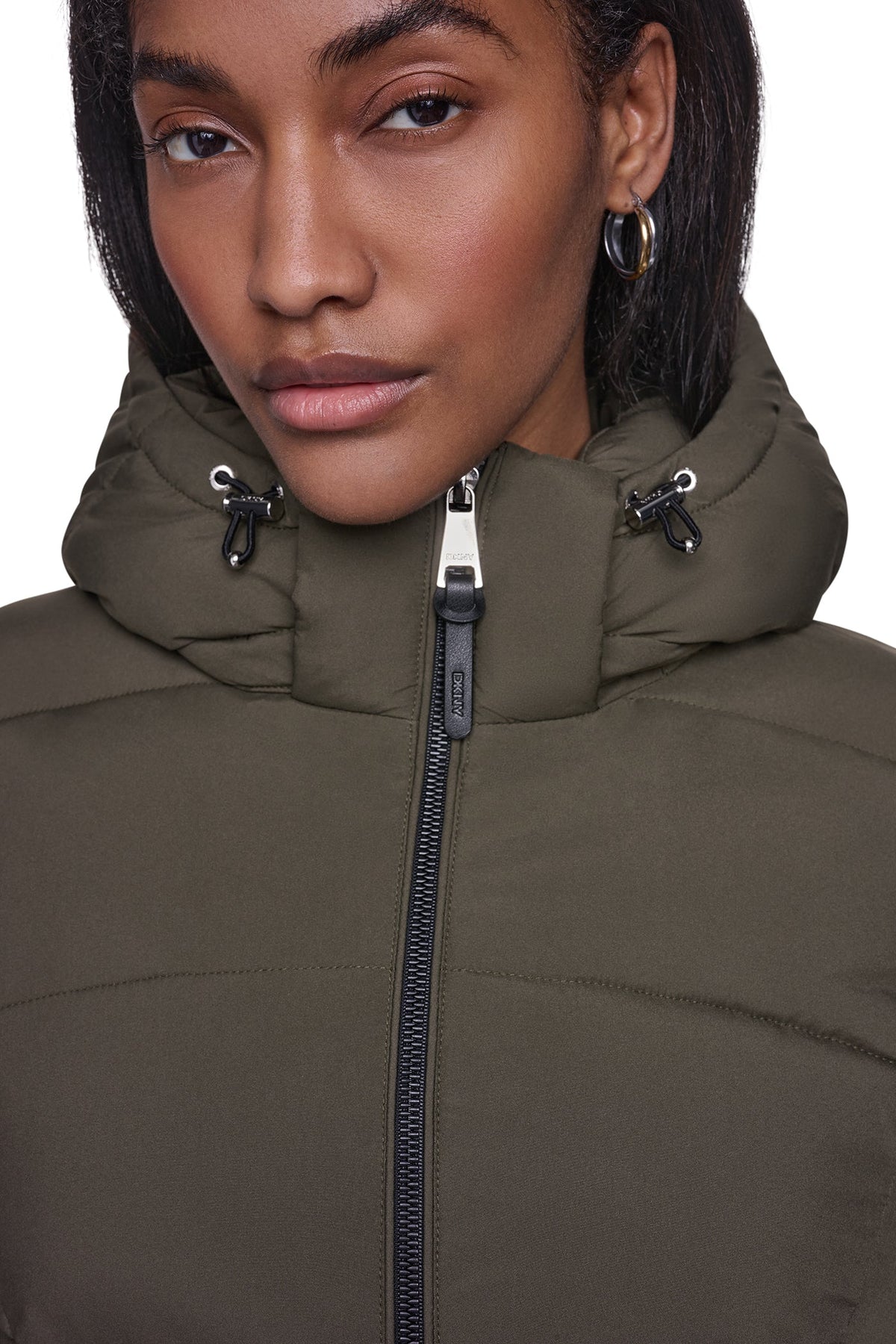 STRETCH HOODED PUFFER JACKET