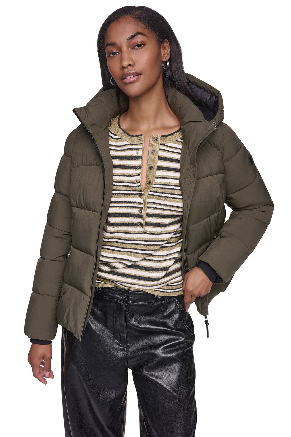 STRETCH HOODED PUFFER JACKET