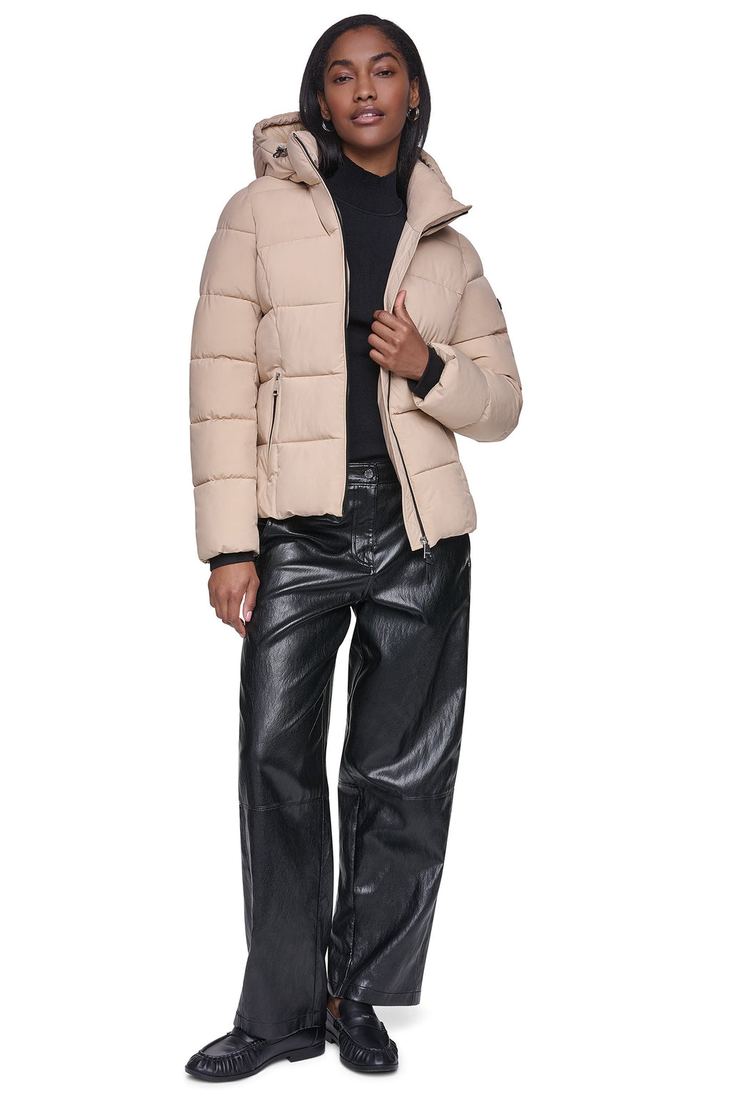 STRETCH HOODED PUFFER JACKET